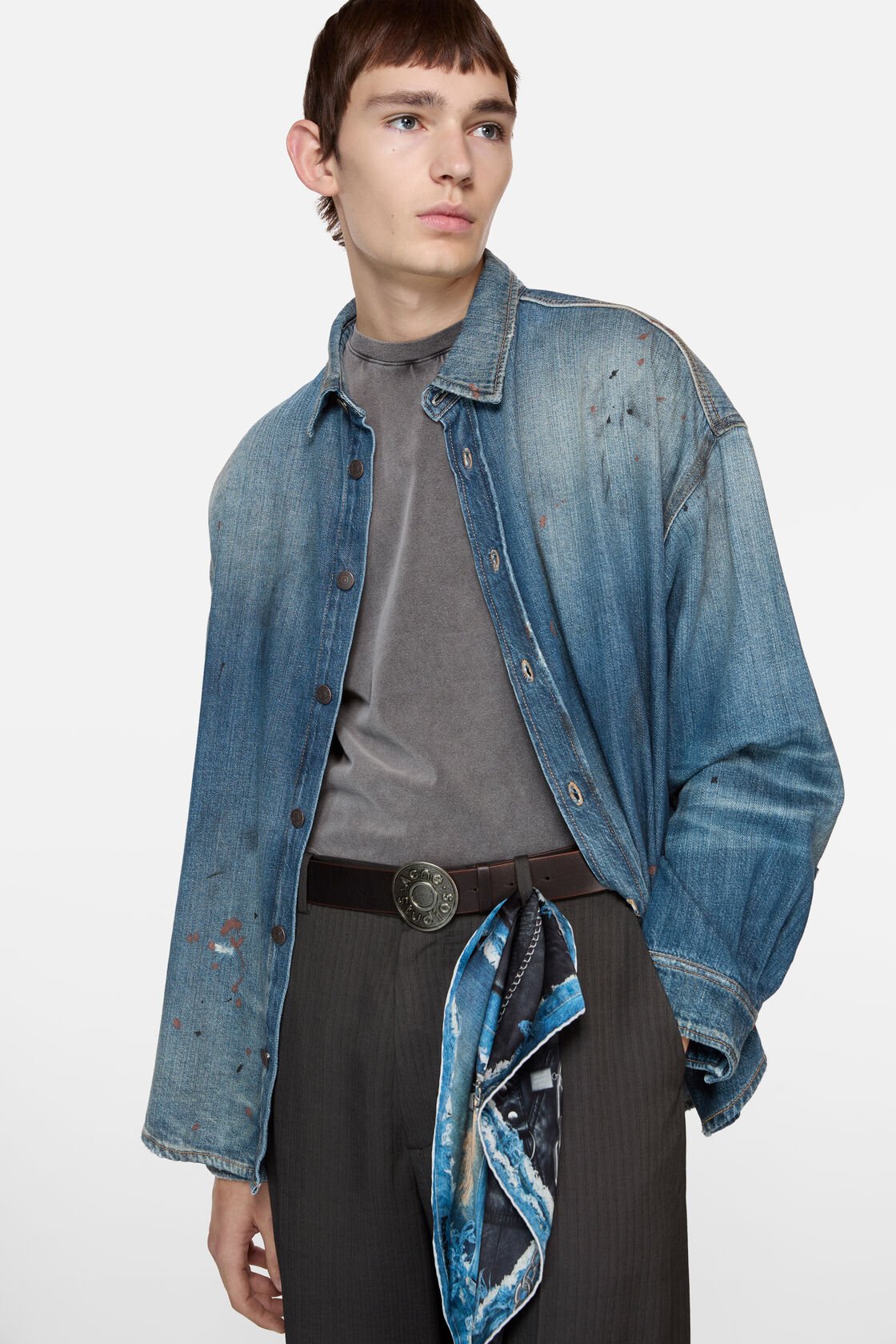 Denim button-up shirt, Mid Blue, 2000x