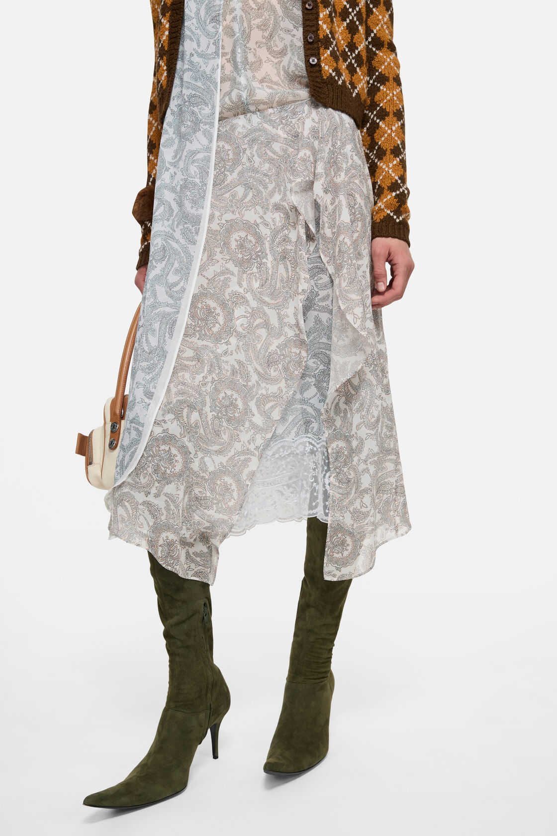 Silk paisley skirt, Light beige, 2000x