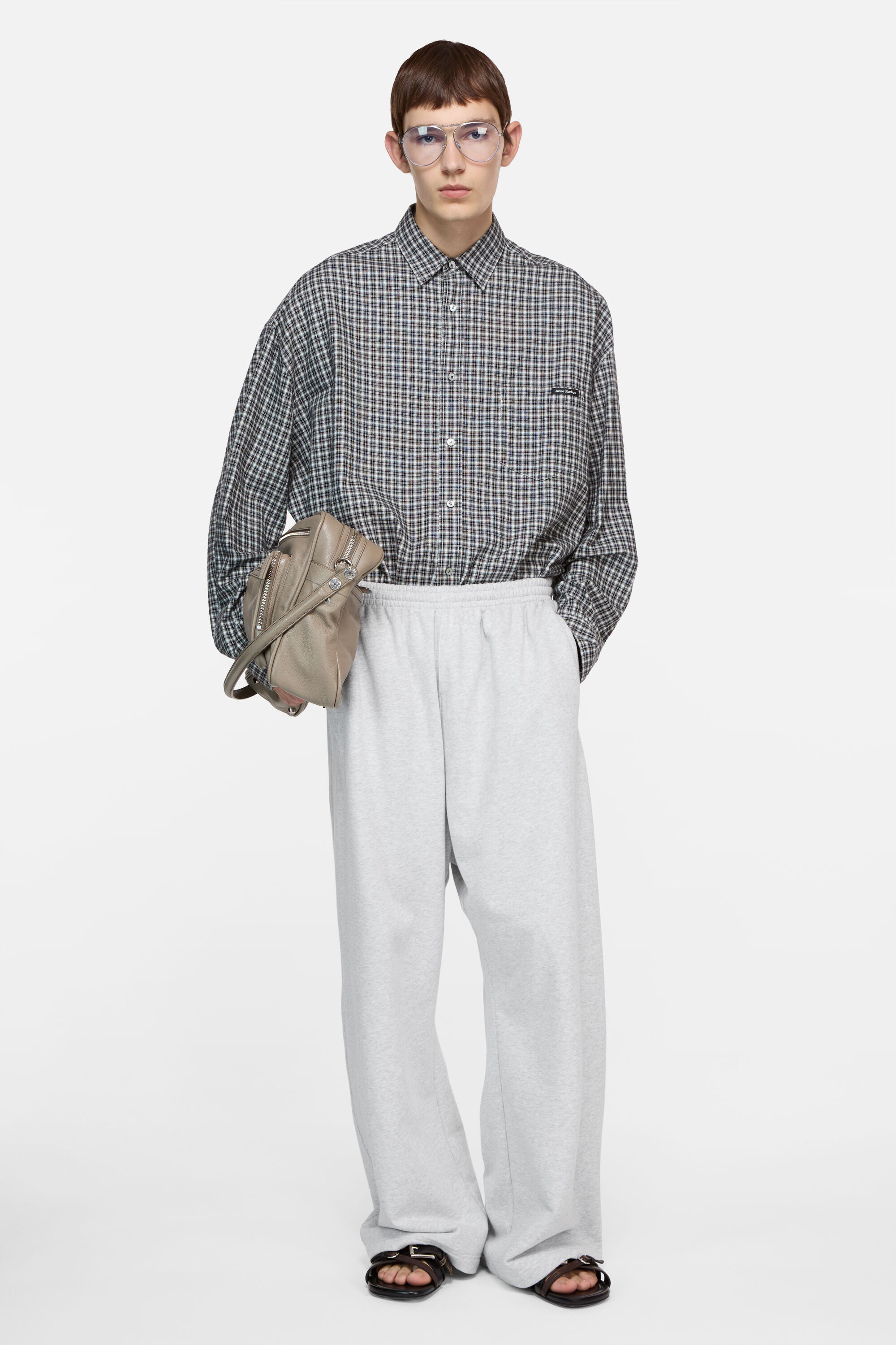 Acne Studios - Fleece logo sweatpants - Pale Grey Melange