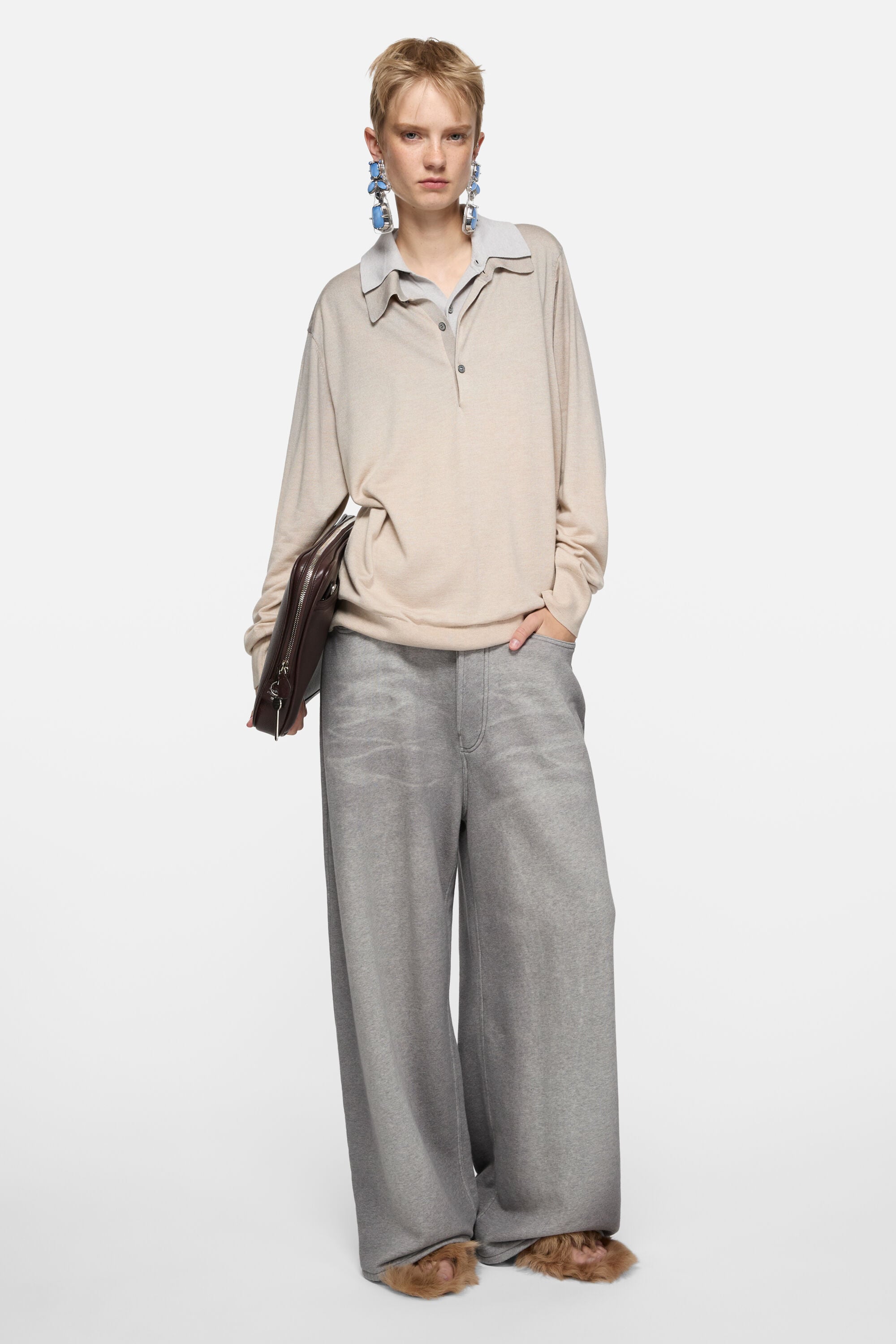 Acne Studios - Fleece trousers - Light Grey Melange