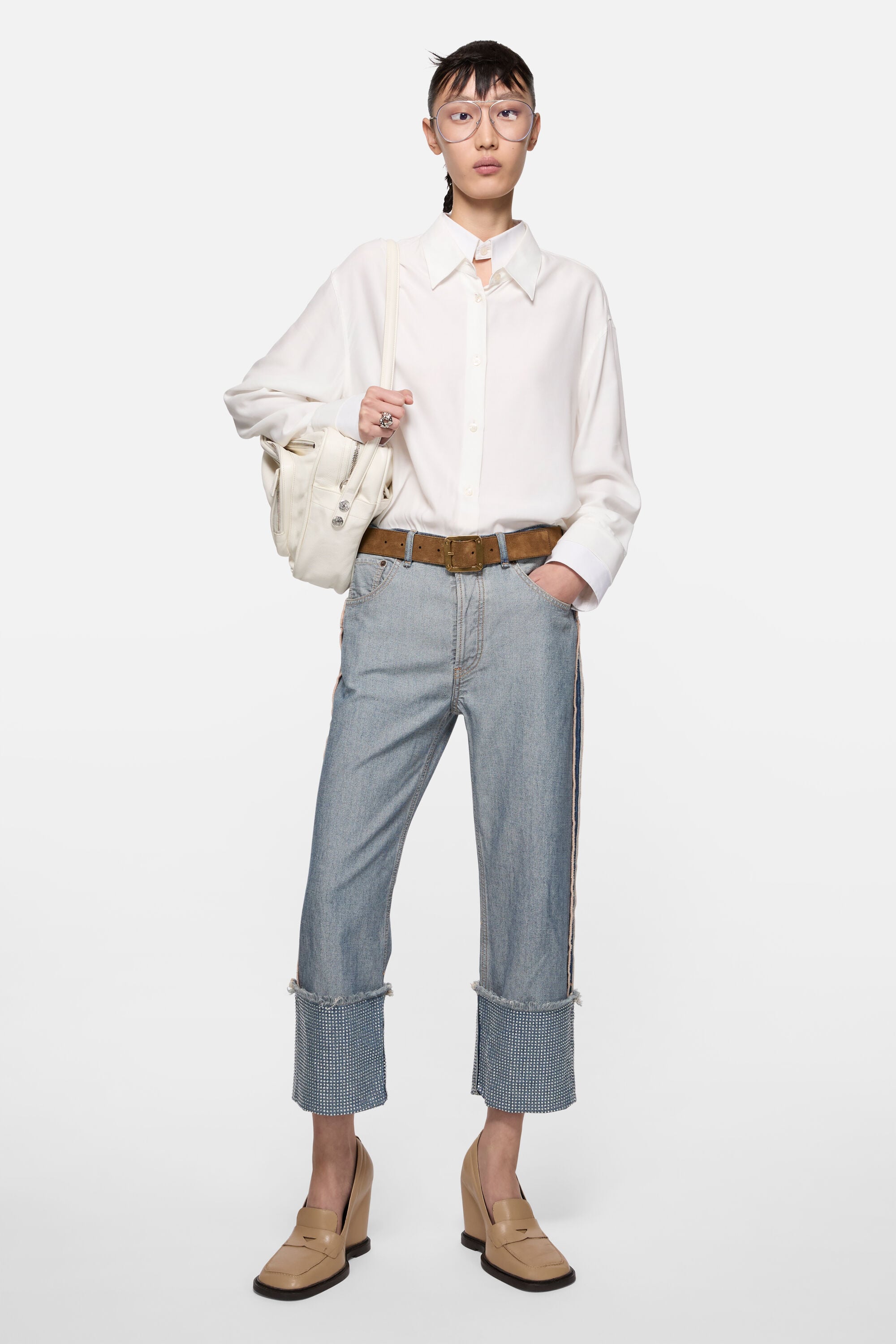 Acne Studios - デニムラインストーントラウザーズ - ミッドブルー
