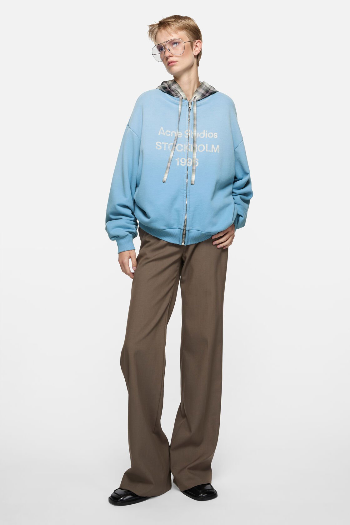 Washed zip-up cardigan, Cornflower blue, 2000x