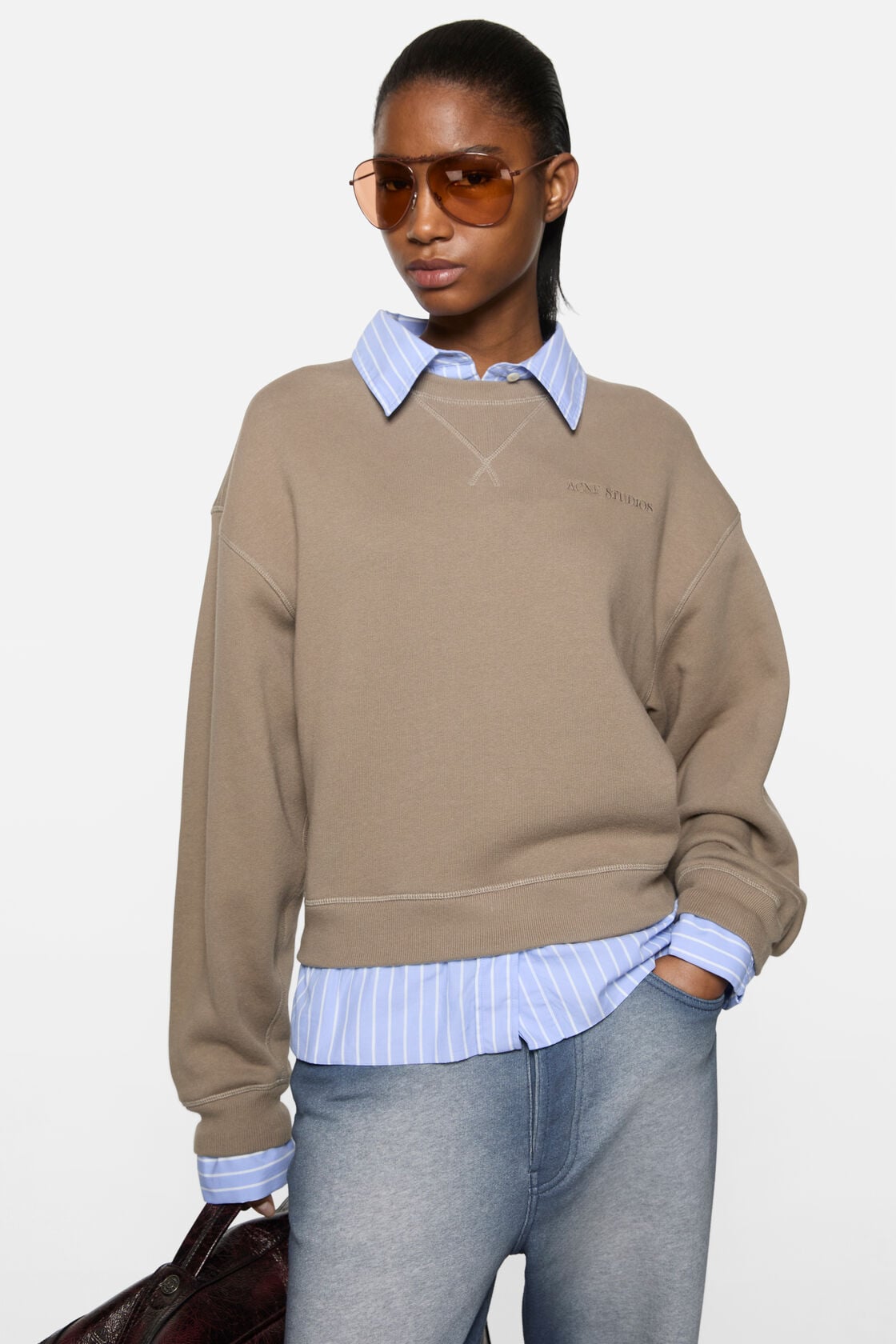 Layered sweatshirt, Beige/blue, 2000x