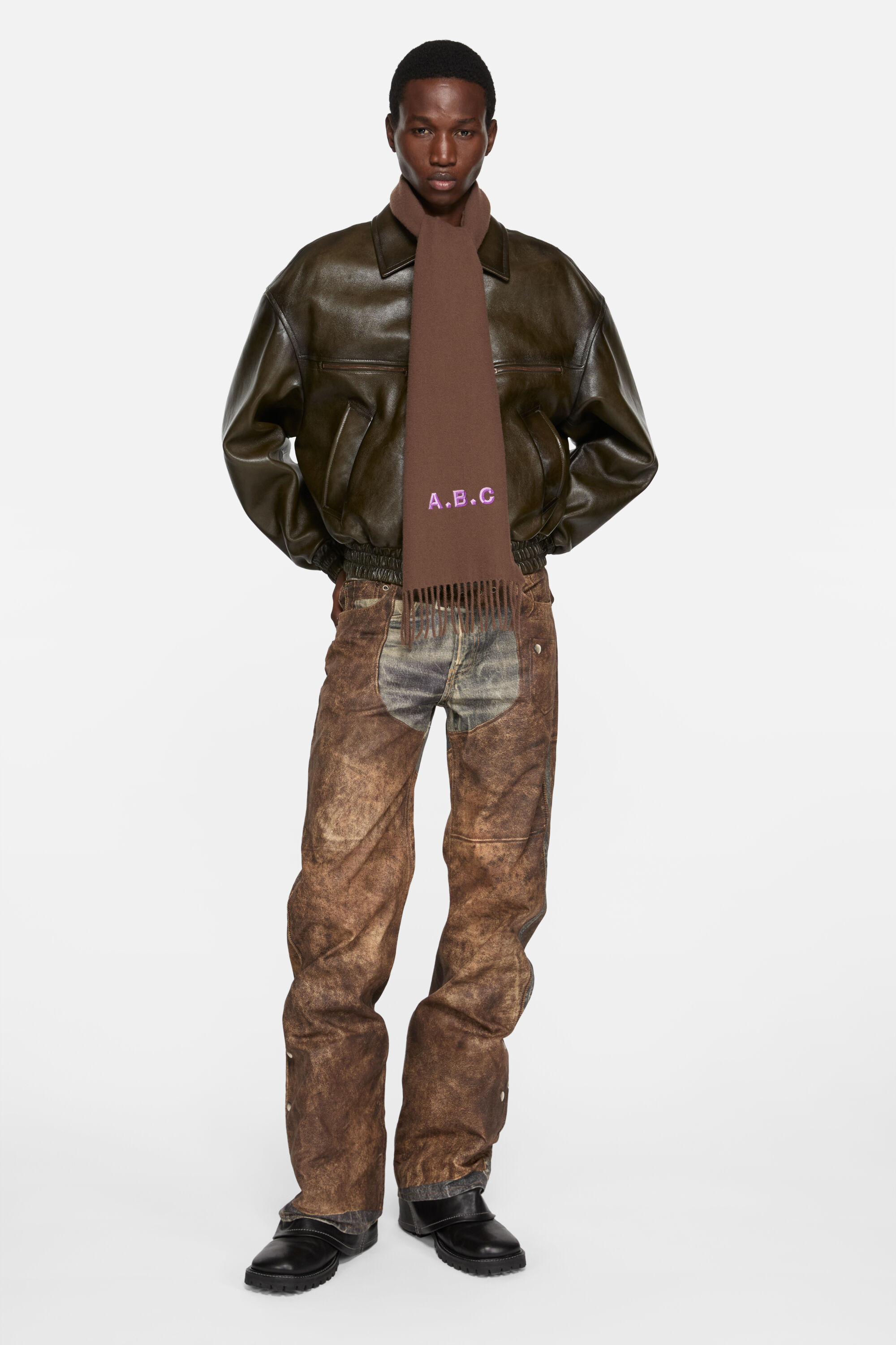 Acne Studios - フリンジウールスカーフ - スキニー - チョコレート