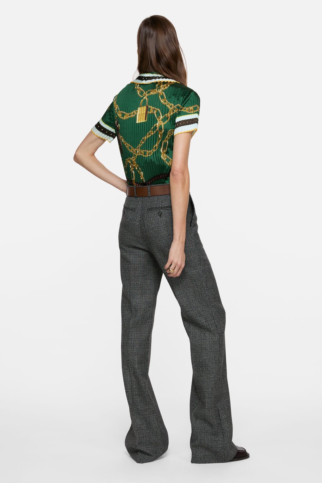 Pleated printed blouse, Green, 2000x