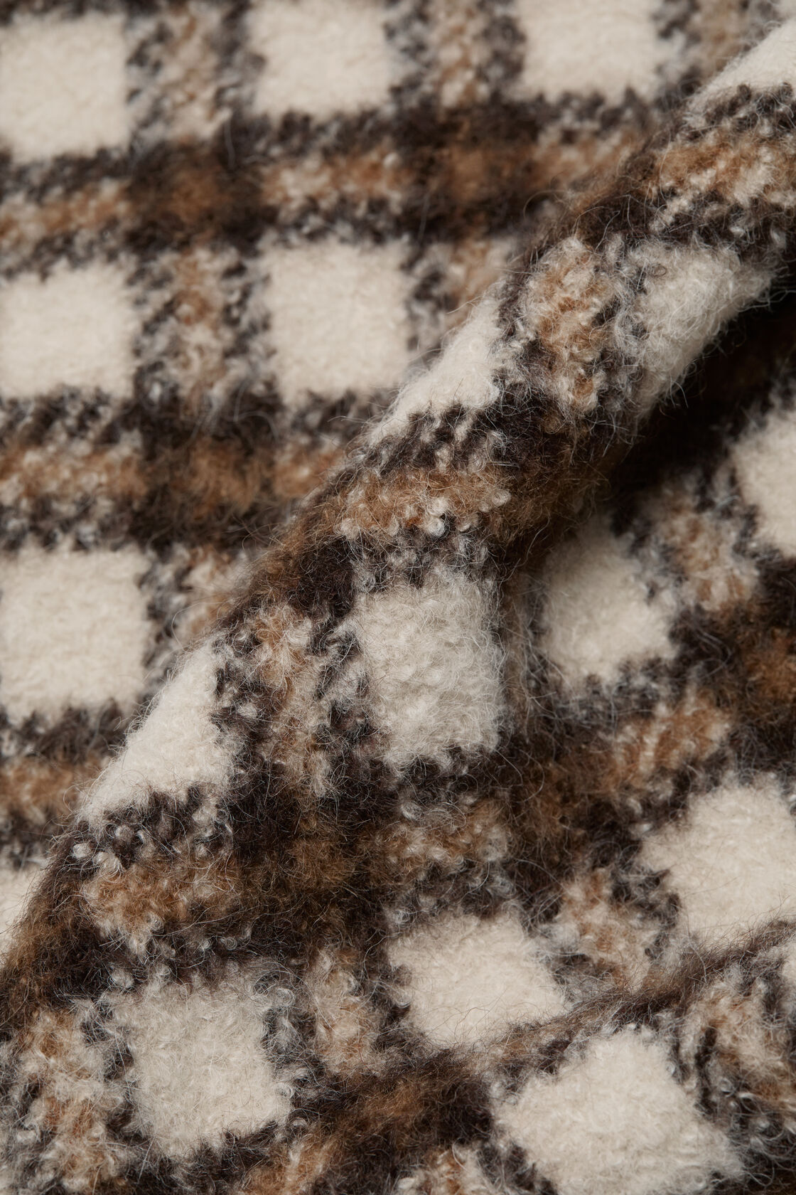 Checked logo scarf, Beige/brown, 2000x