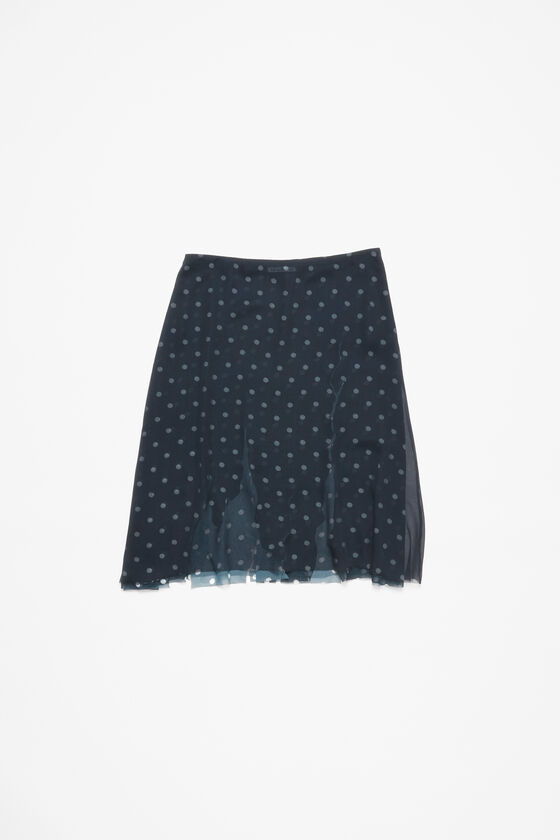 Acne Studios - メッシュレイヤードスカート - ネイビー/ホワイト