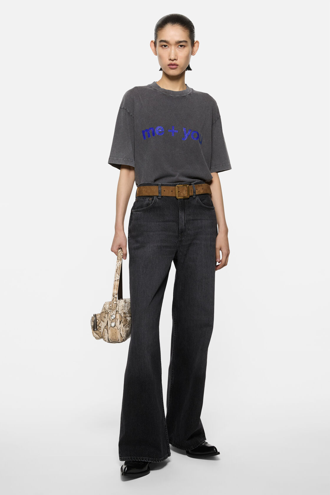 Glitter graphic t-shirt, Faded black, 2000x