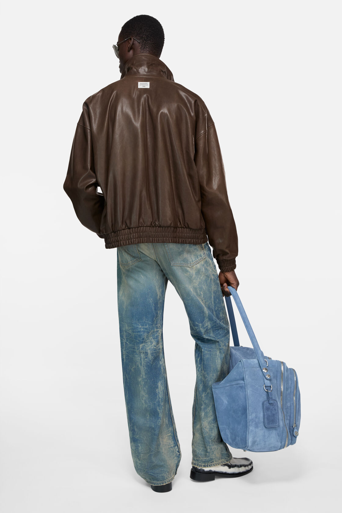 Leather blouson jacket, Dark brown, 2000x