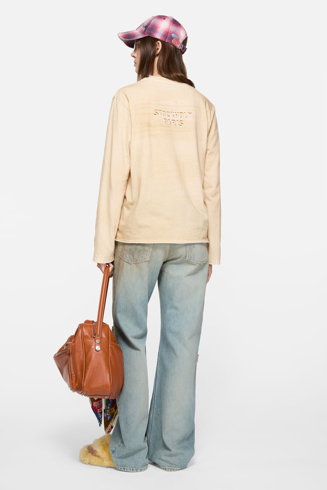 Long sleeve logo t-shirt, Sand beige, 2000x