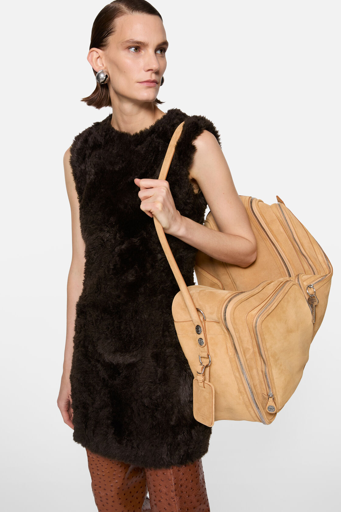 Faux fur dress, Brown, 2000x