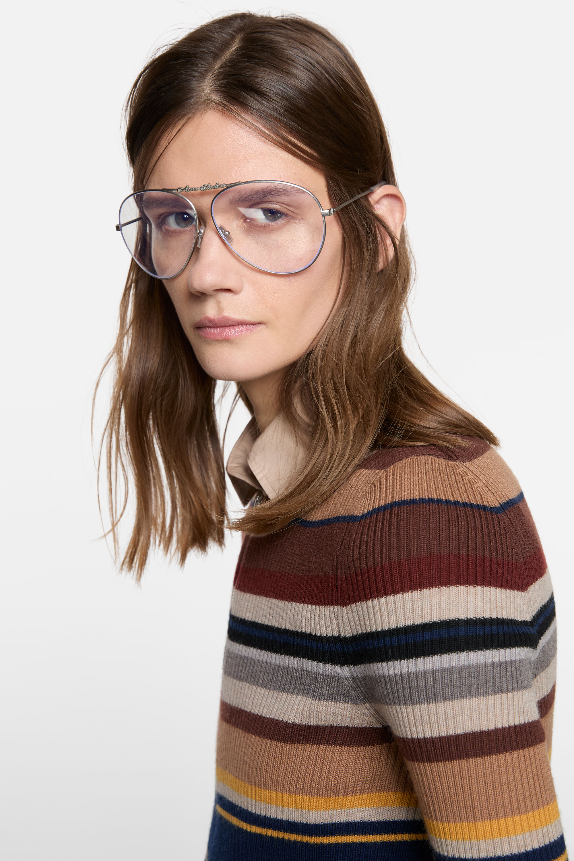 Acne Studios - Metal aviator sunglasses - Vintage silver/transparent