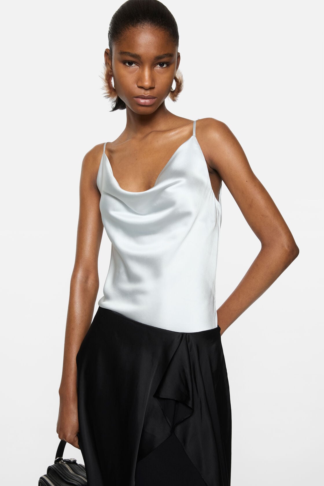 Shiny satin tank top, Ice blue, 2000x
