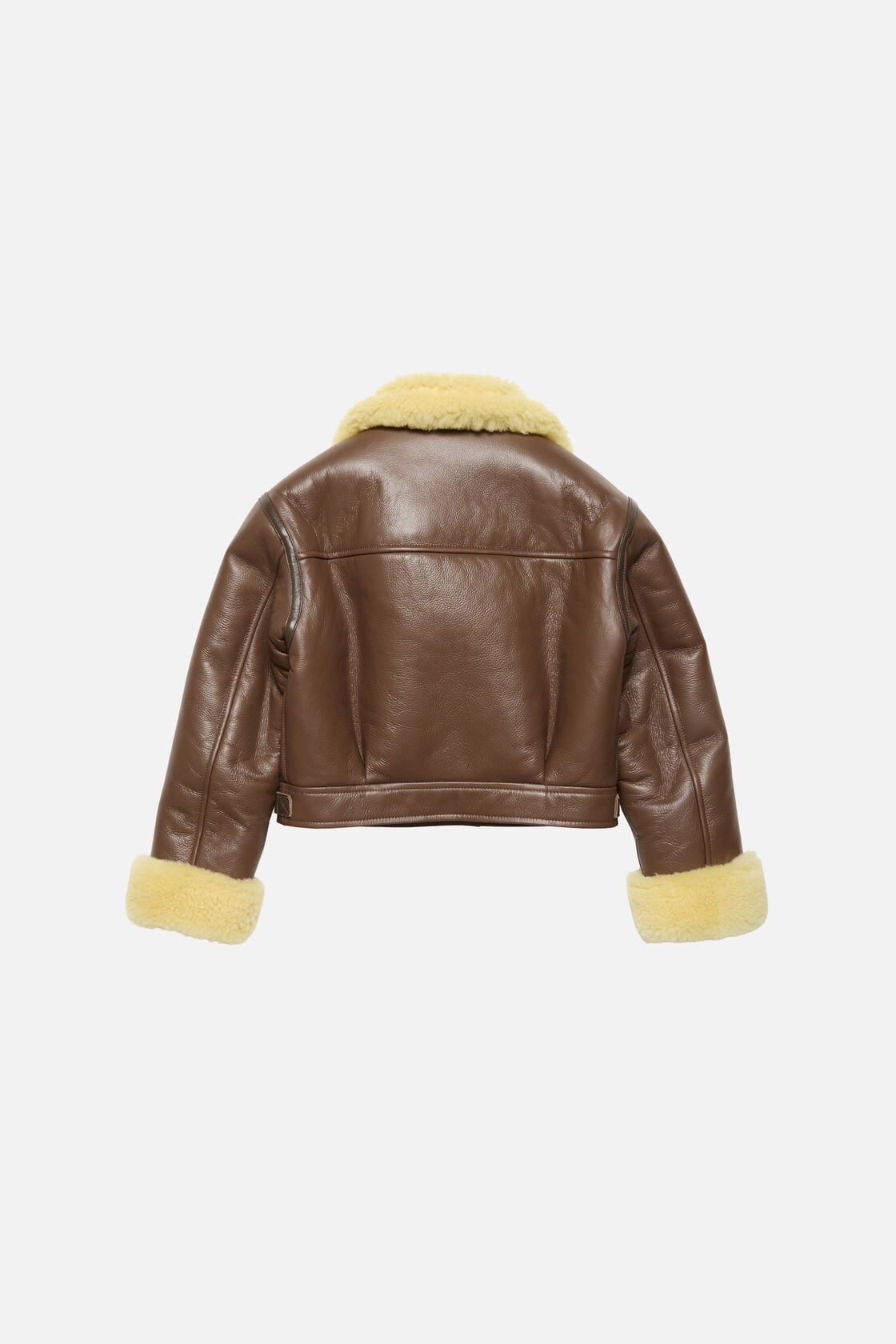 Shearling biker jacket, Mid brown/pale yellow, 2000x