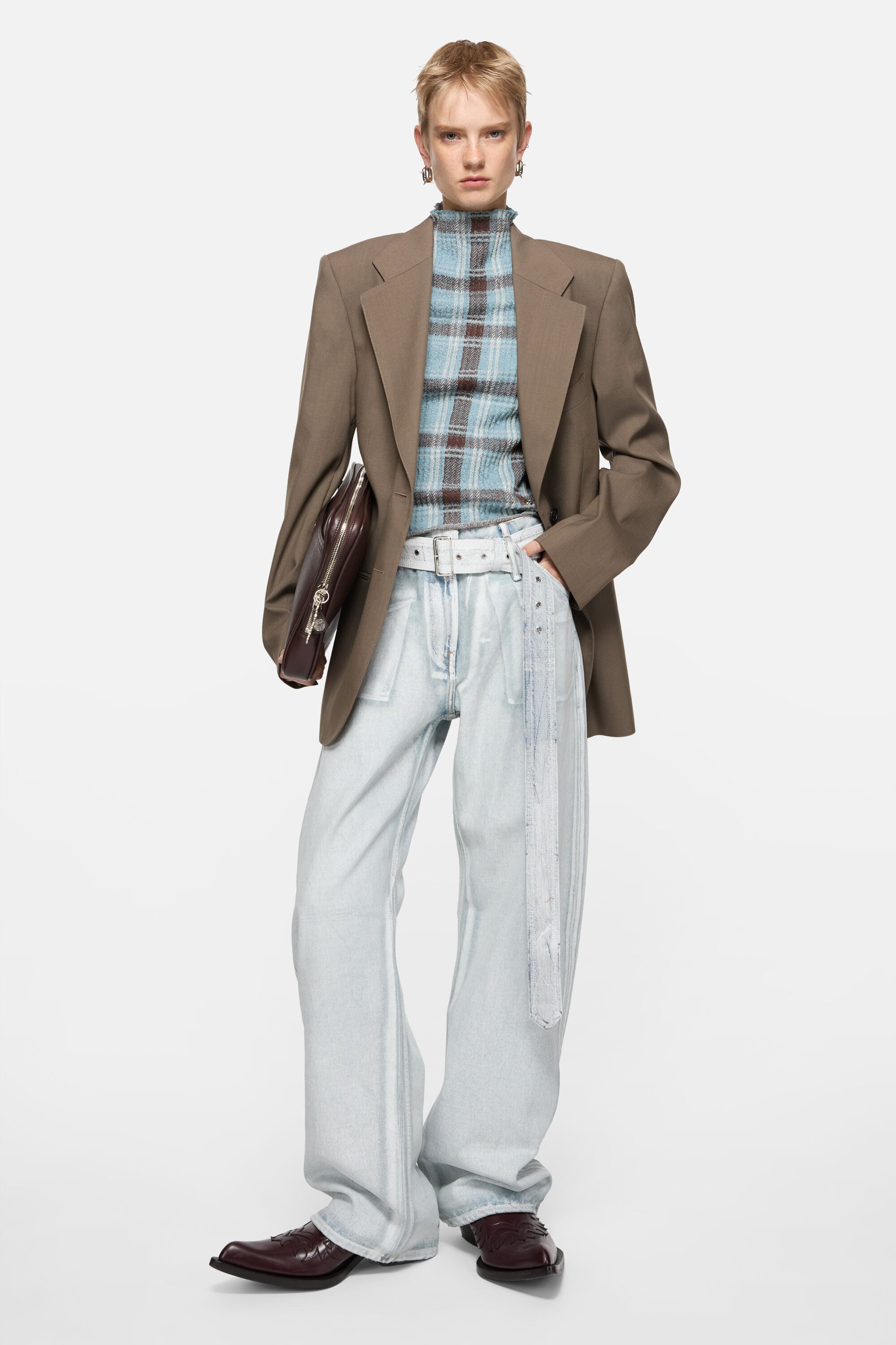 Acne Studios - Denim trousers with belt - Blue/white