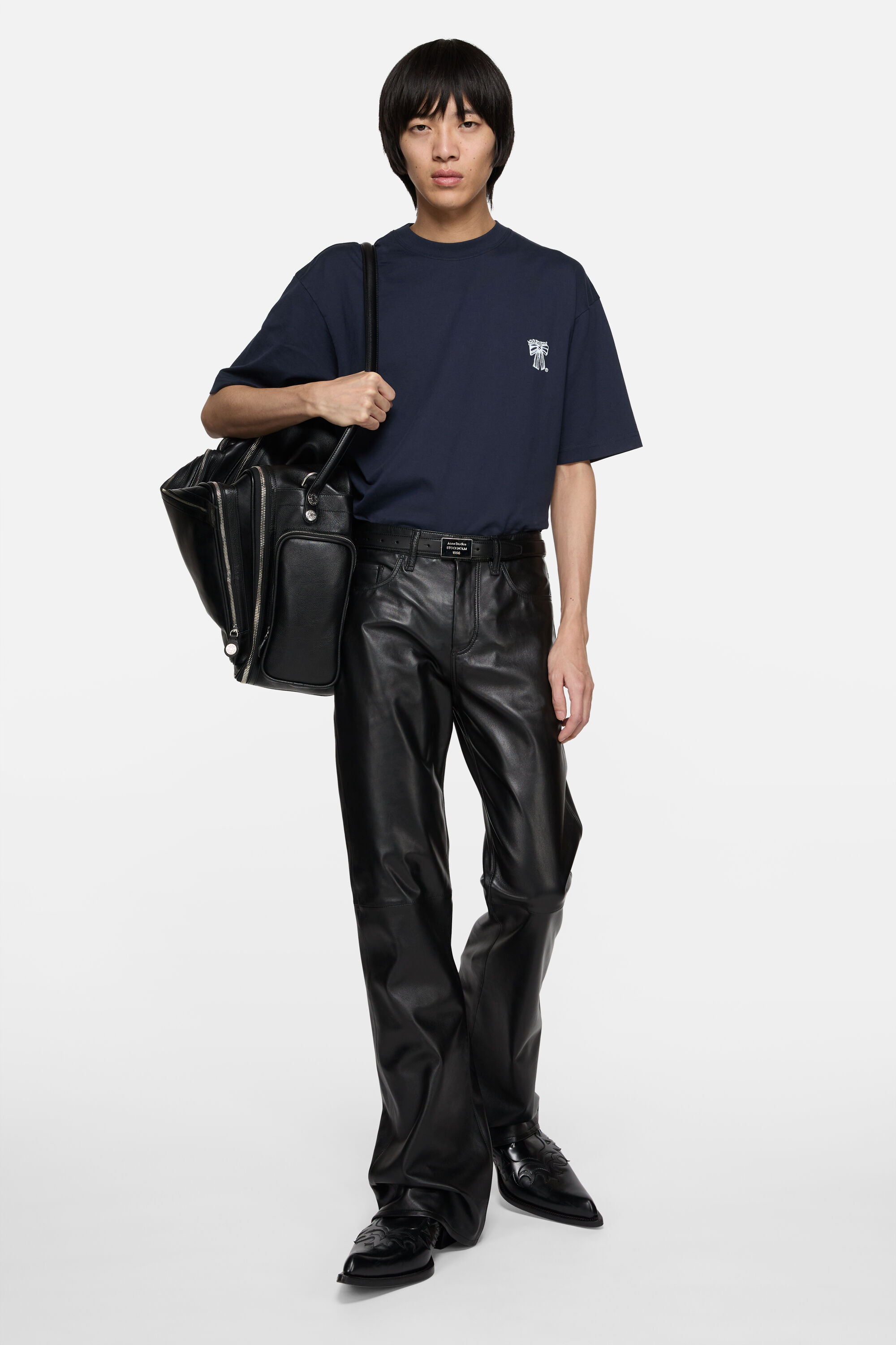 Acne Studios - リボンロゴTシャツ - ネイビーブルー