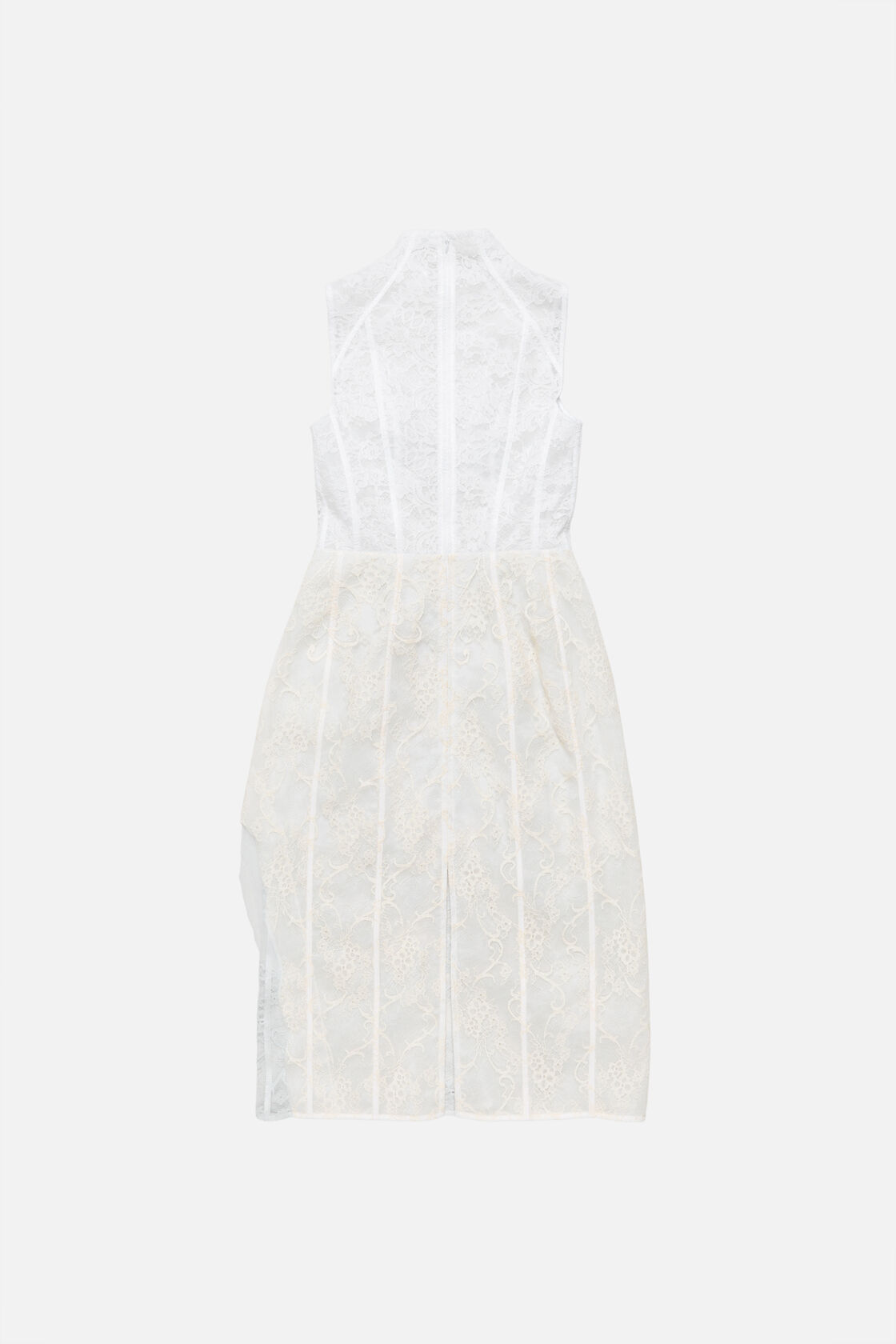 蕾丝束腰连衣裙, 白色/白色, 2000x