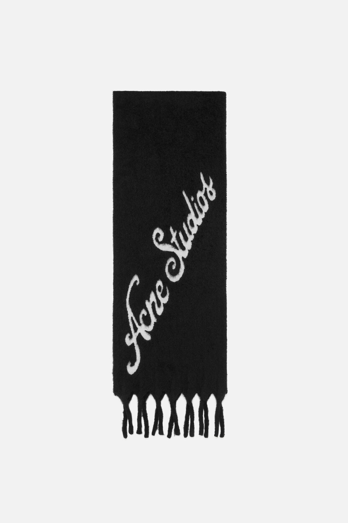 ウールロゴスカーフ, ブラック/グレー, 2000x