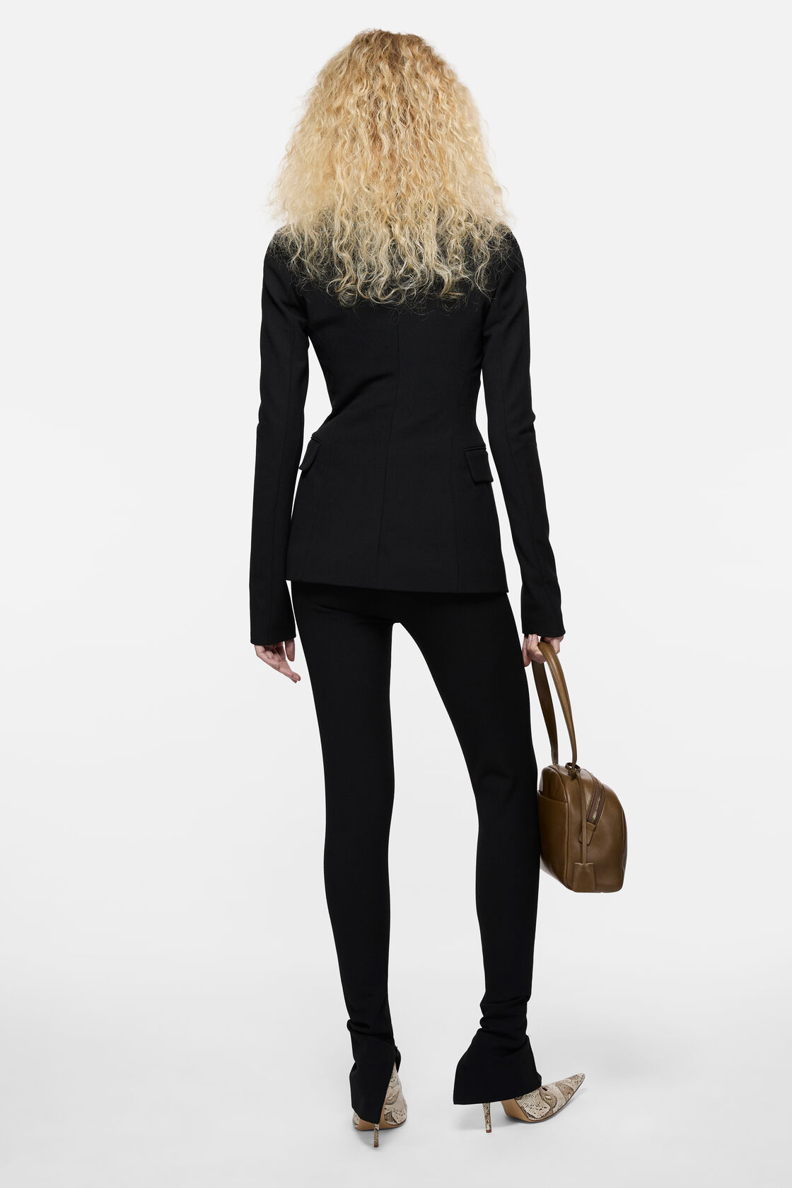 Fitted wool suit jacket, Black, 2000x