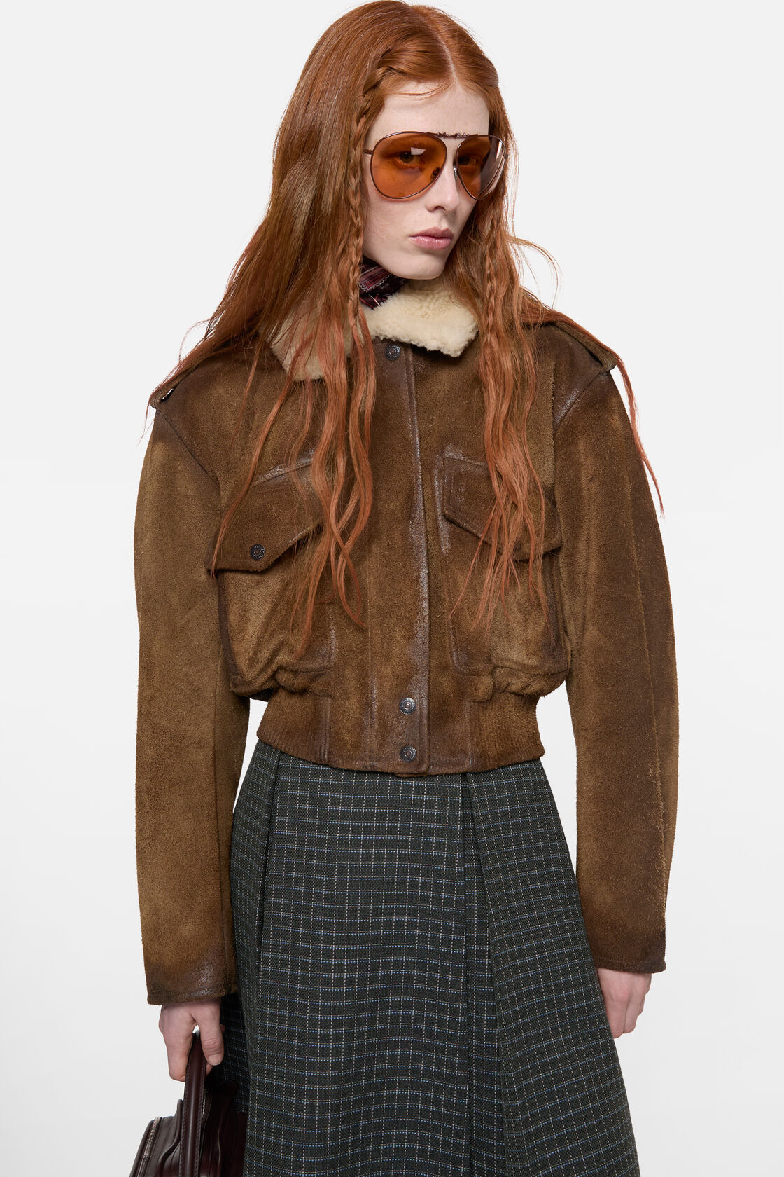 Suede bomber jacket, Camel brown, 2000x