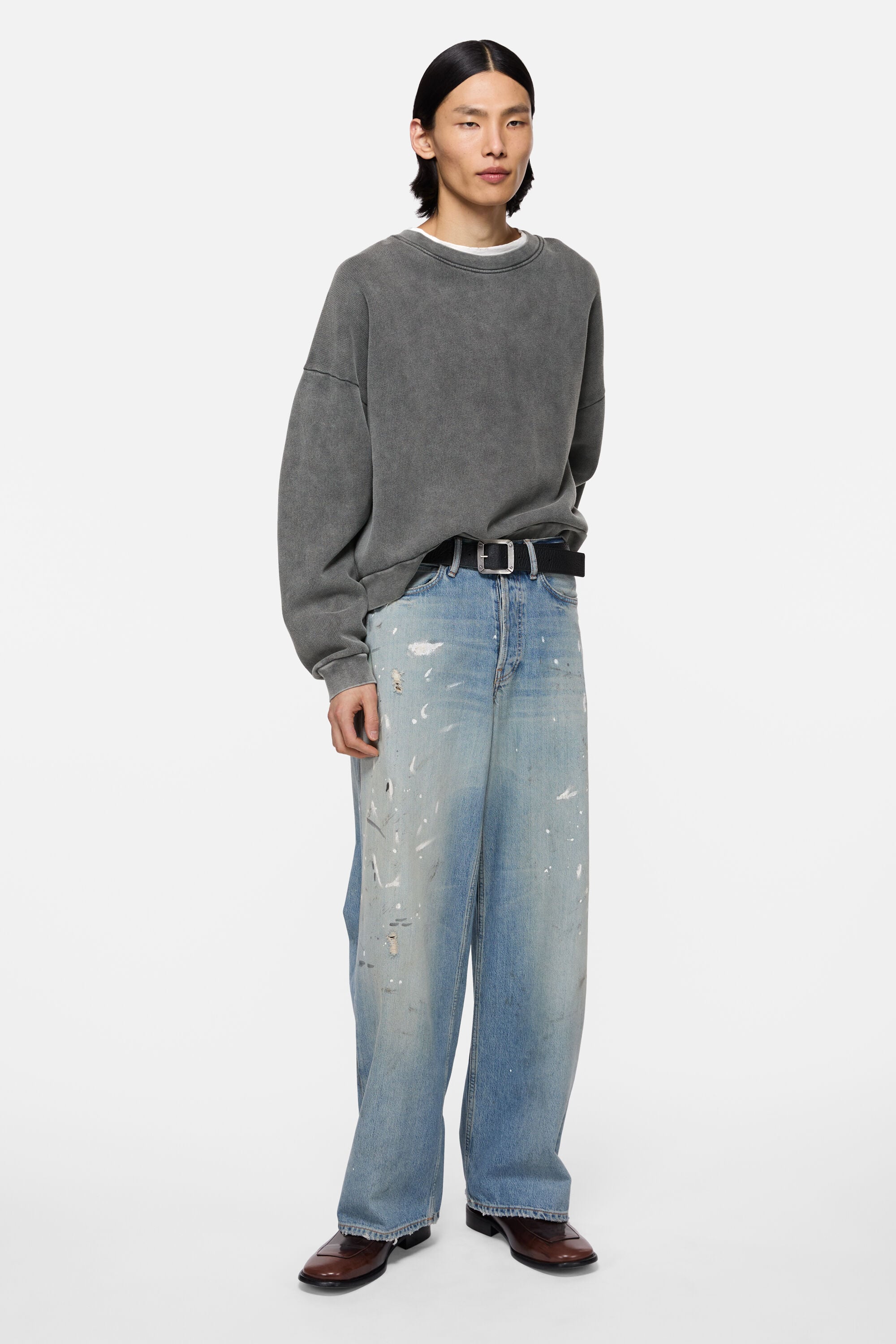 Acne Studios - Rubber logo fleece sweatshirt - Faded black