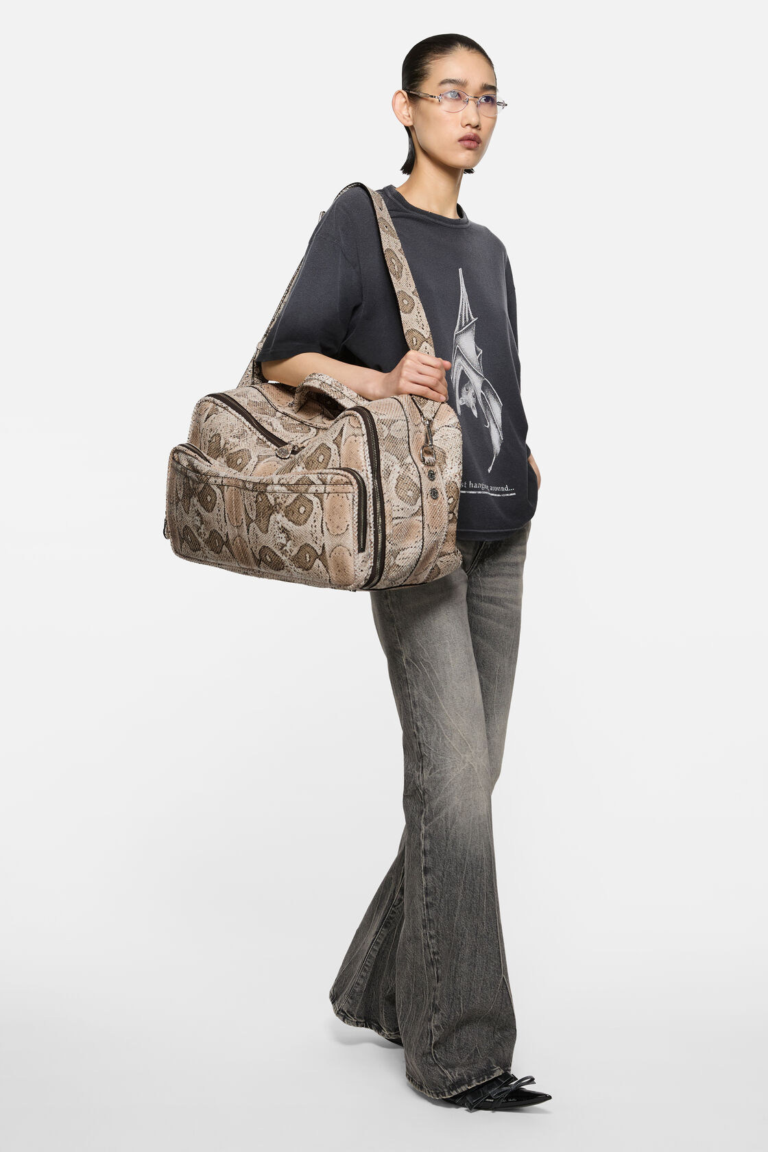 Camero snake print duffle bag, Beige Multi, 2000x