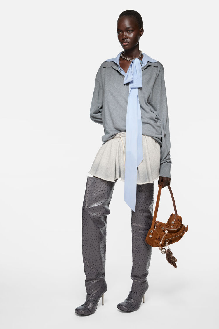 FN-WN-KNIT000859, スカイブルー/ライトグレーメランジ