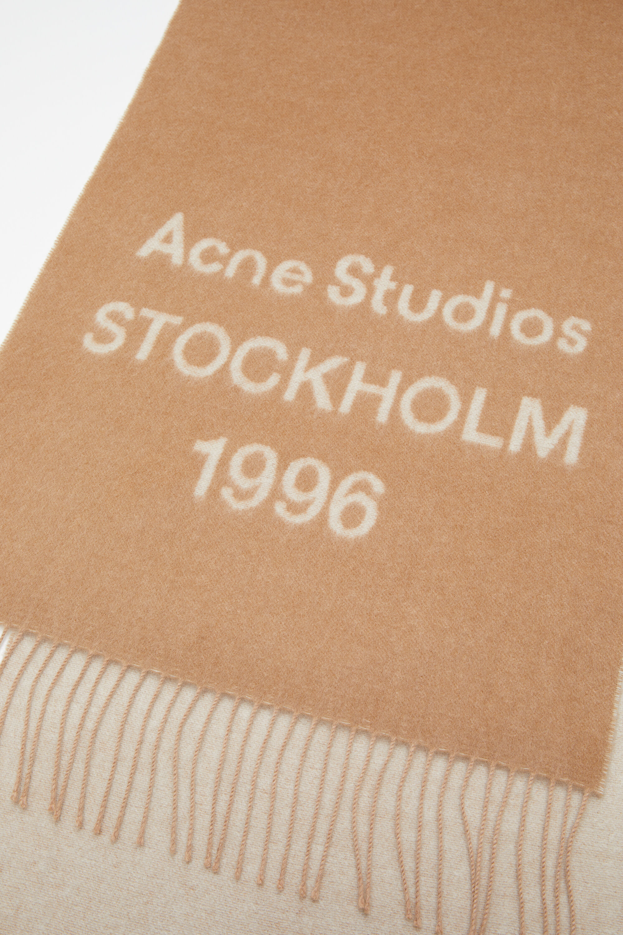 Acne Studios - Logo scarf - Wide - Camel/ecru
