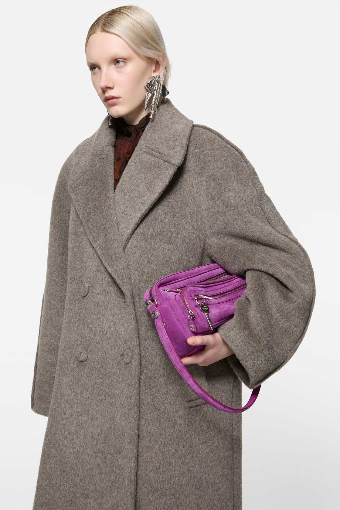 Double-breasted wool coat, Warm Grey Melange, 2000x