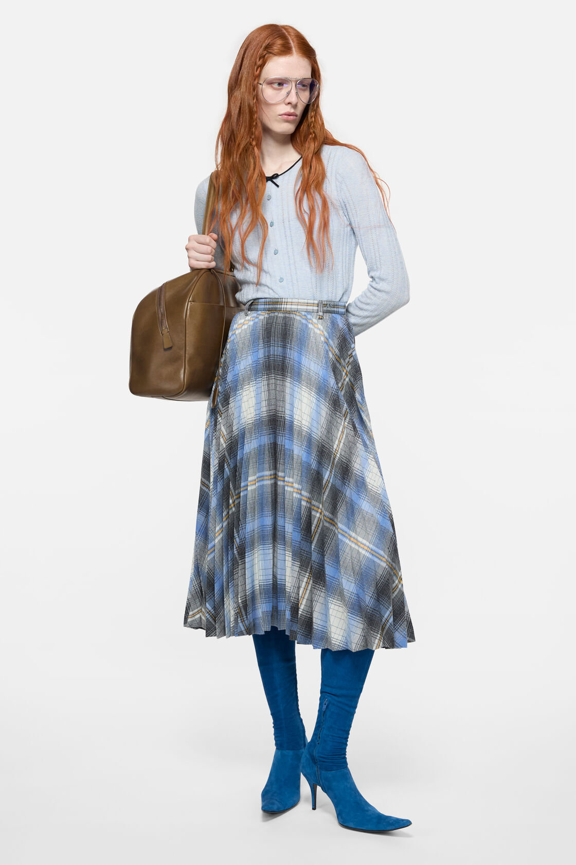 Silk cardigan with bow, Light blue, 2000x