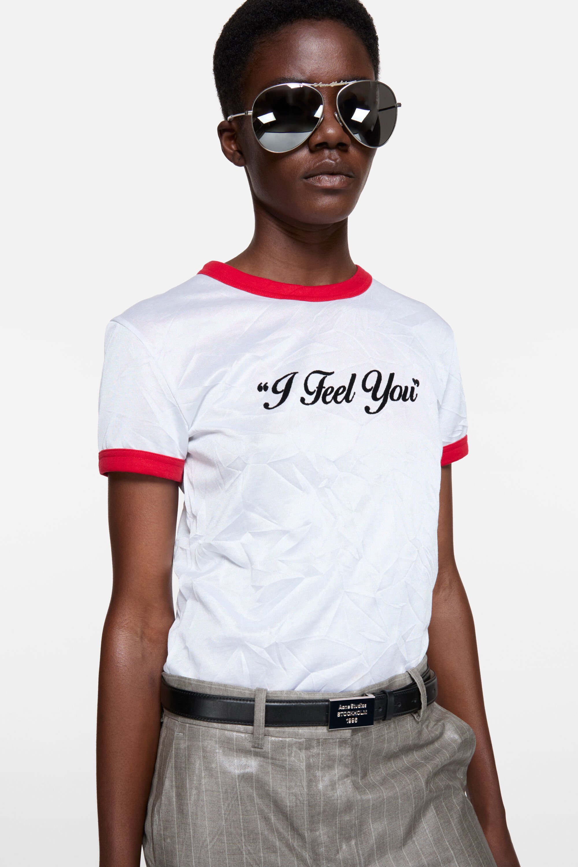 Acne Studios - ロゴTシャツ - フィットデザイン - ホワイト/レッド