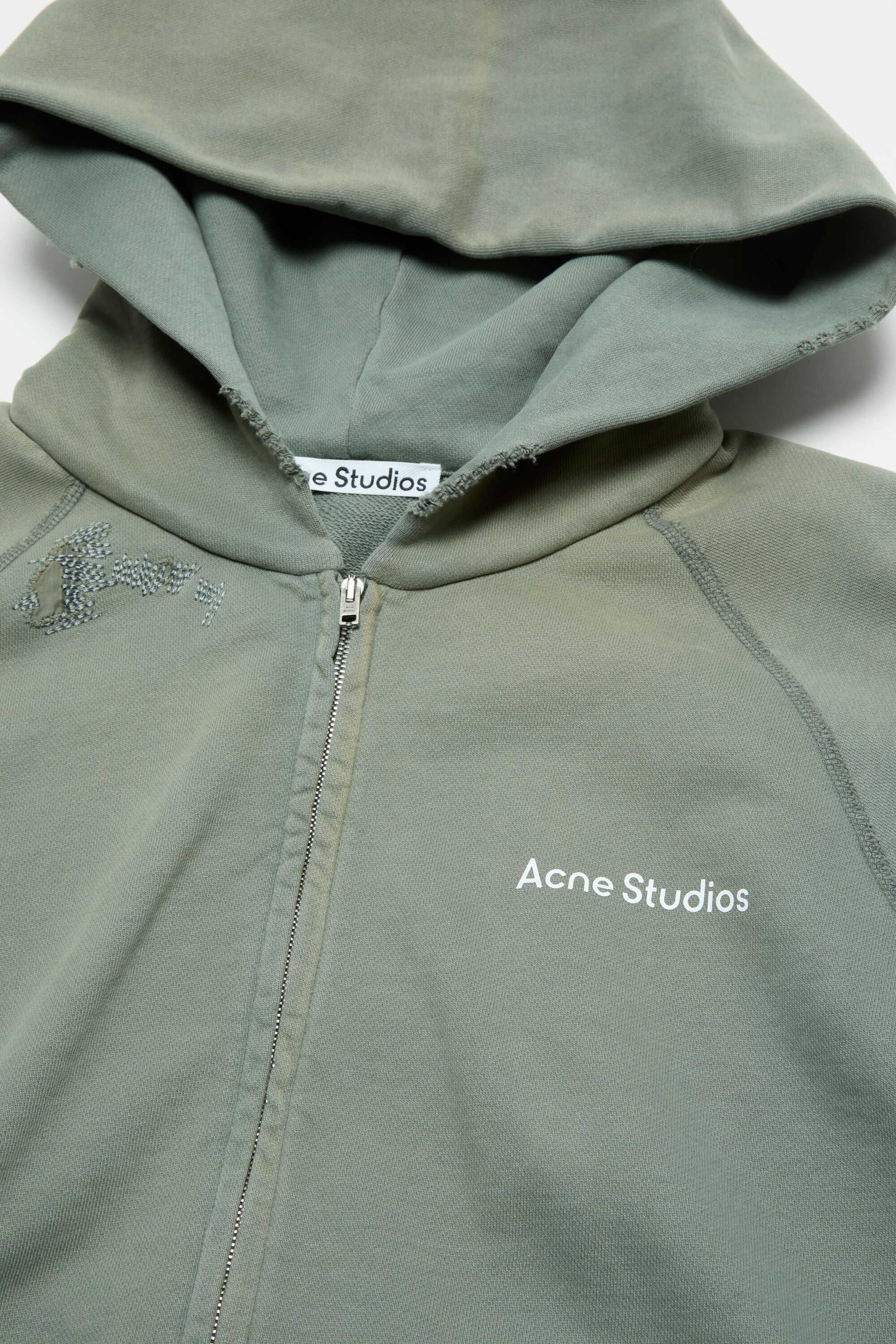 Acne Studios - Mended fleece hoodie - Slate grey Acne Studios - Mended fleece hoodie - Slate grey