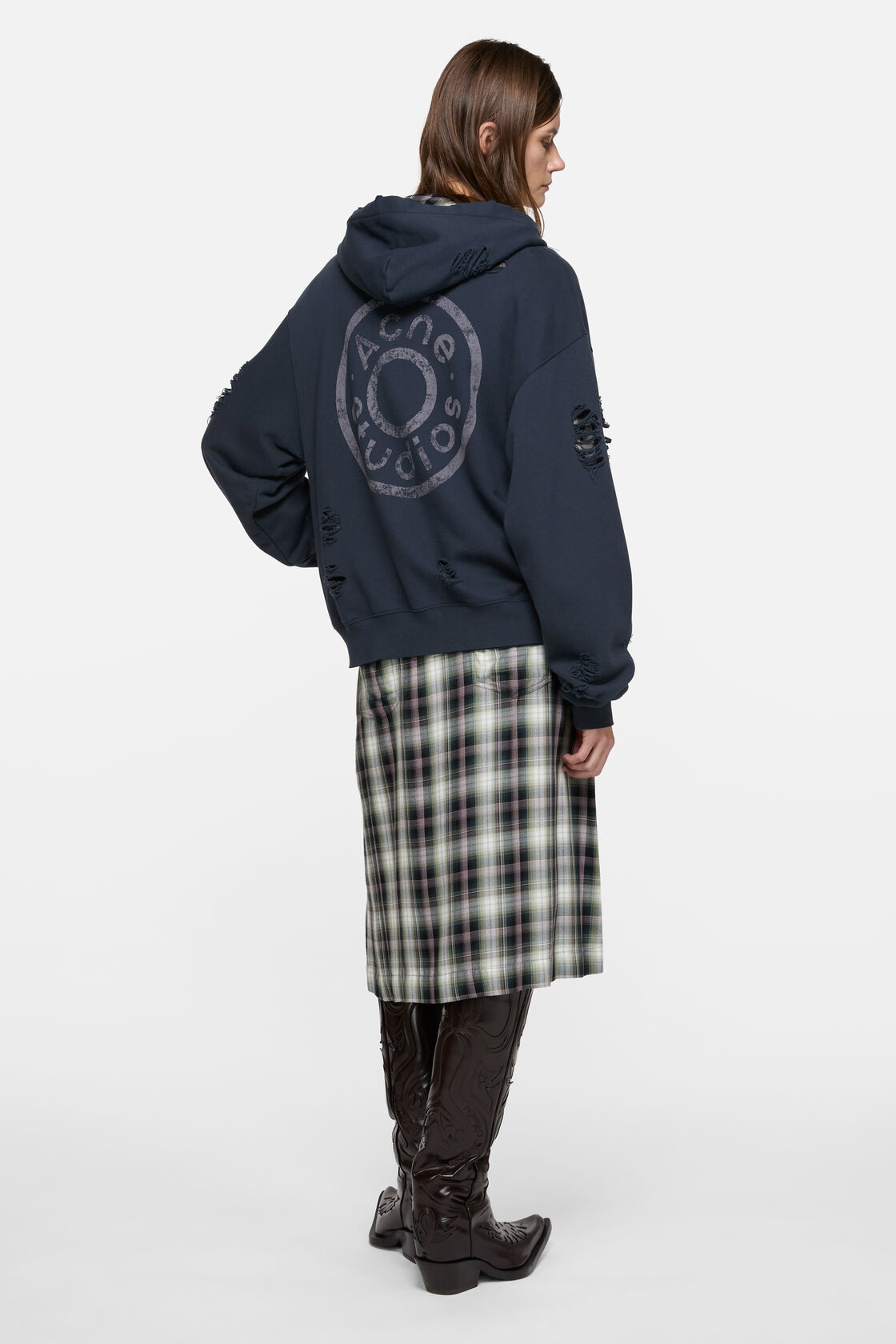 Hooded zipper sweater, Dark navy, 2000x