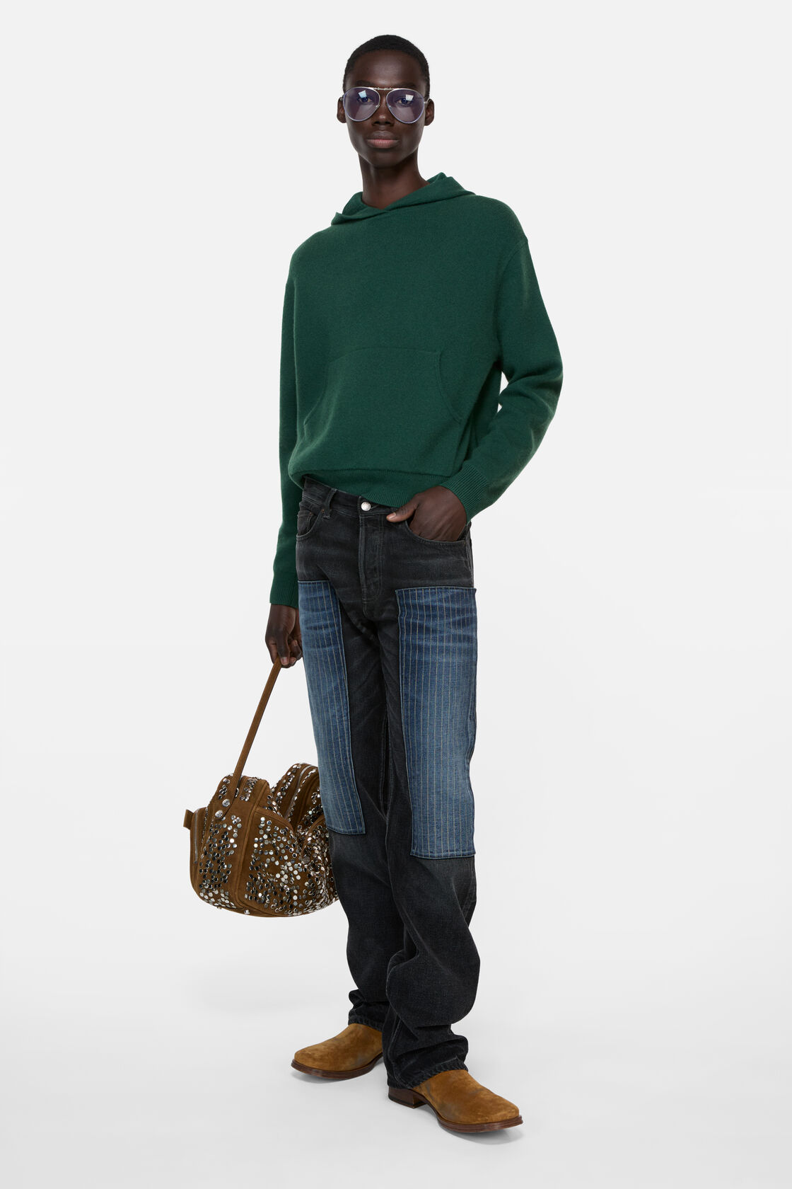 羊绒连帽衫, 瓶绿色, 2000x