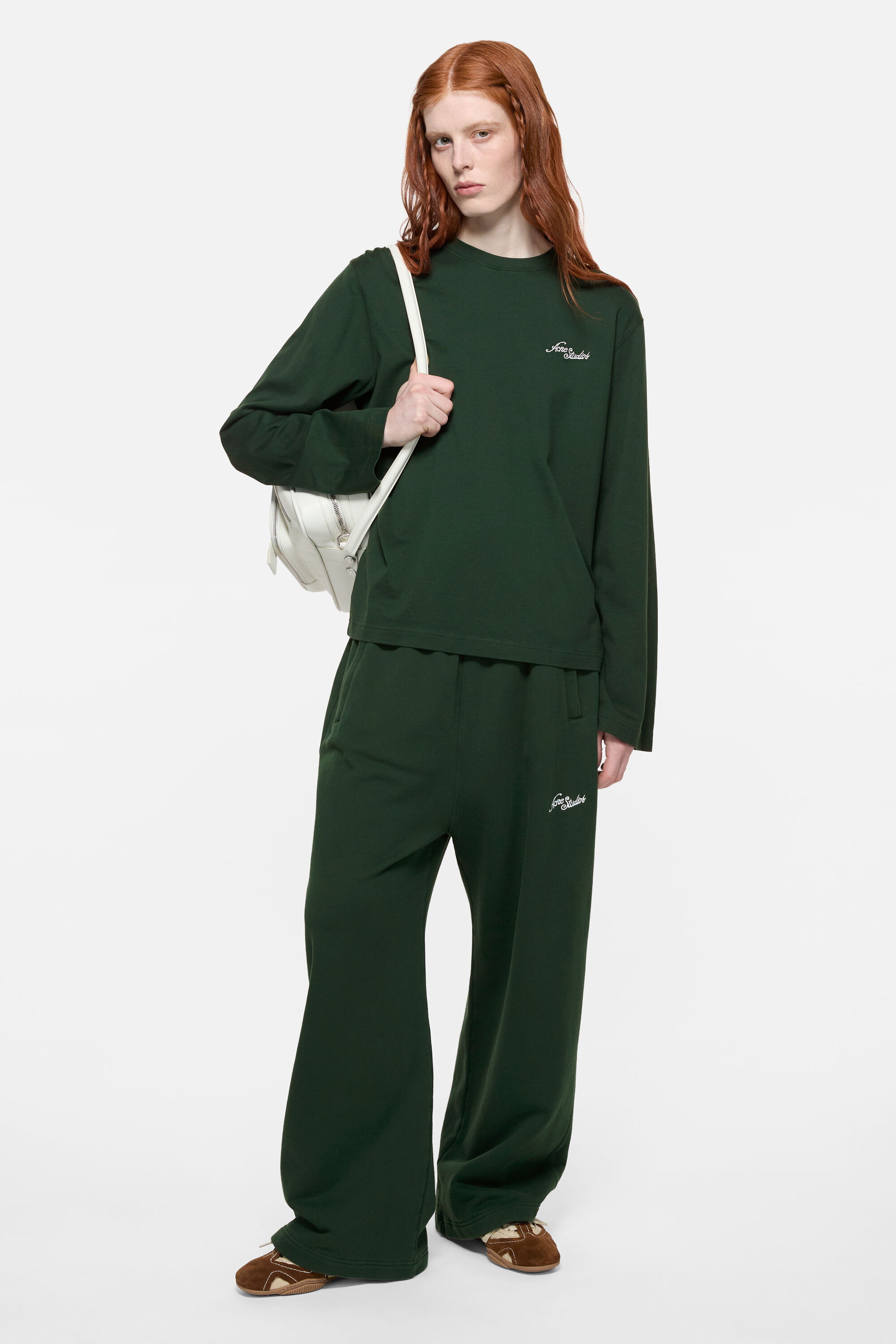 H*u様 Acne Studios オリーブグリーン クルーネックセーター　ニッ Acne Studios - Jersey t-shirt with logo - Dark green