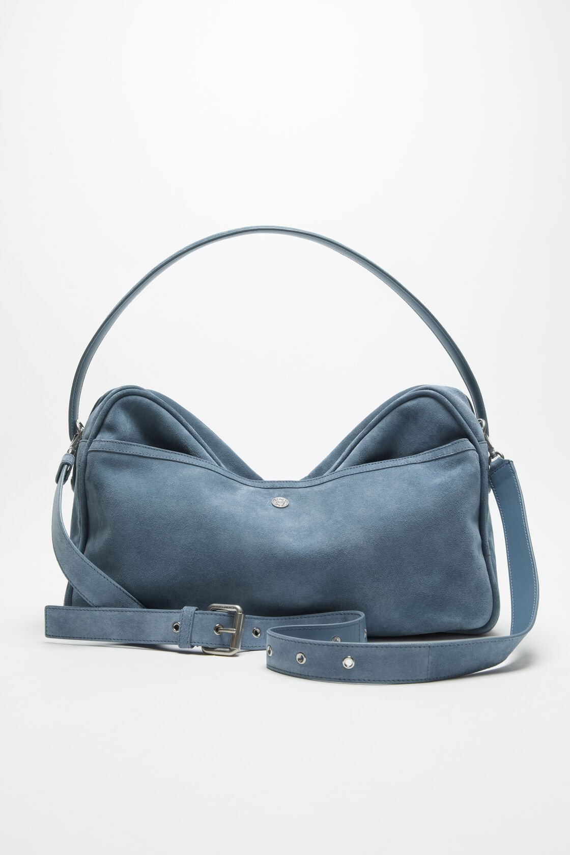 Camero Camera Suede Shoulder Bag, Denim Blue, 2000x