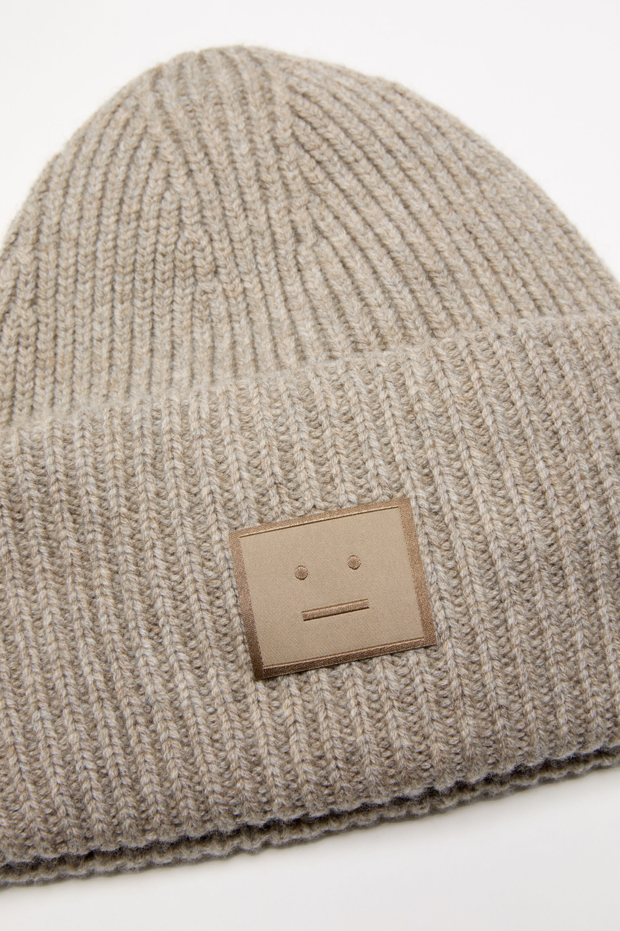 Acne Studios - Large face logo beanie - Yak - Greige melange