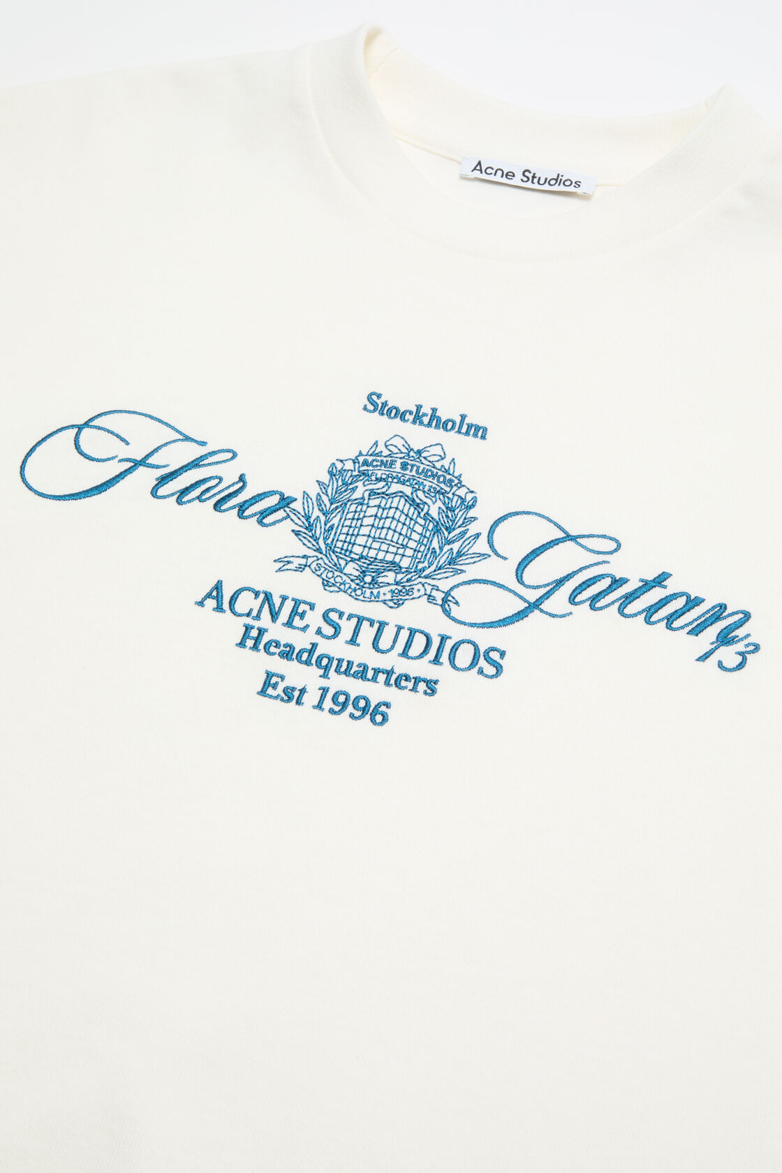 Embroidered t-shirt, Off white/ecru, 2000x