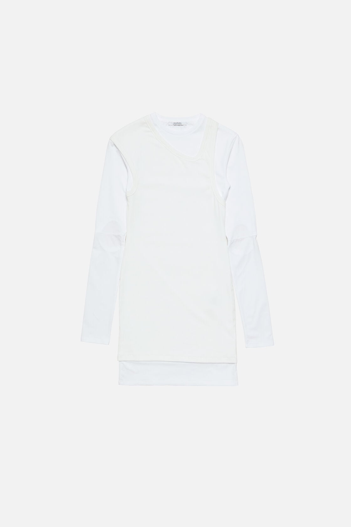 Layered Cotton Mini Dress, White, 2000x