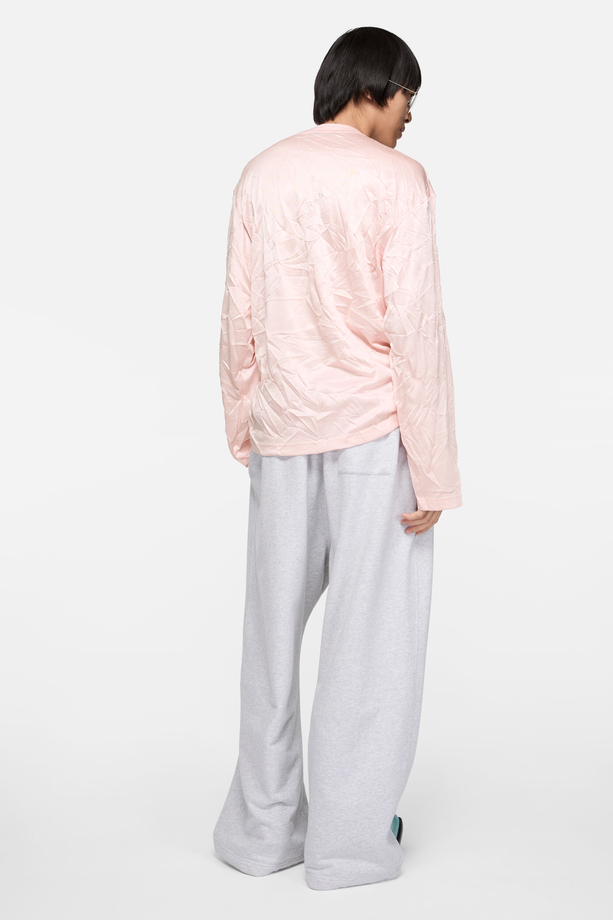 Acne Studios - Crinkled graphic t-shirt - Powder pink