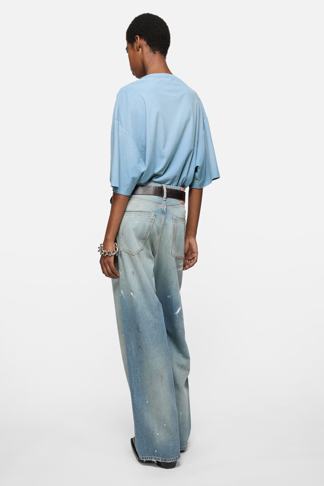 ウォッシュ加工ロゴTシャツ, コーンフラワーブルー, 2000x