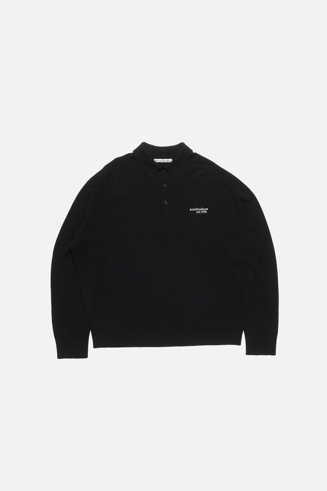 Wool knit polo, Black, 2000x