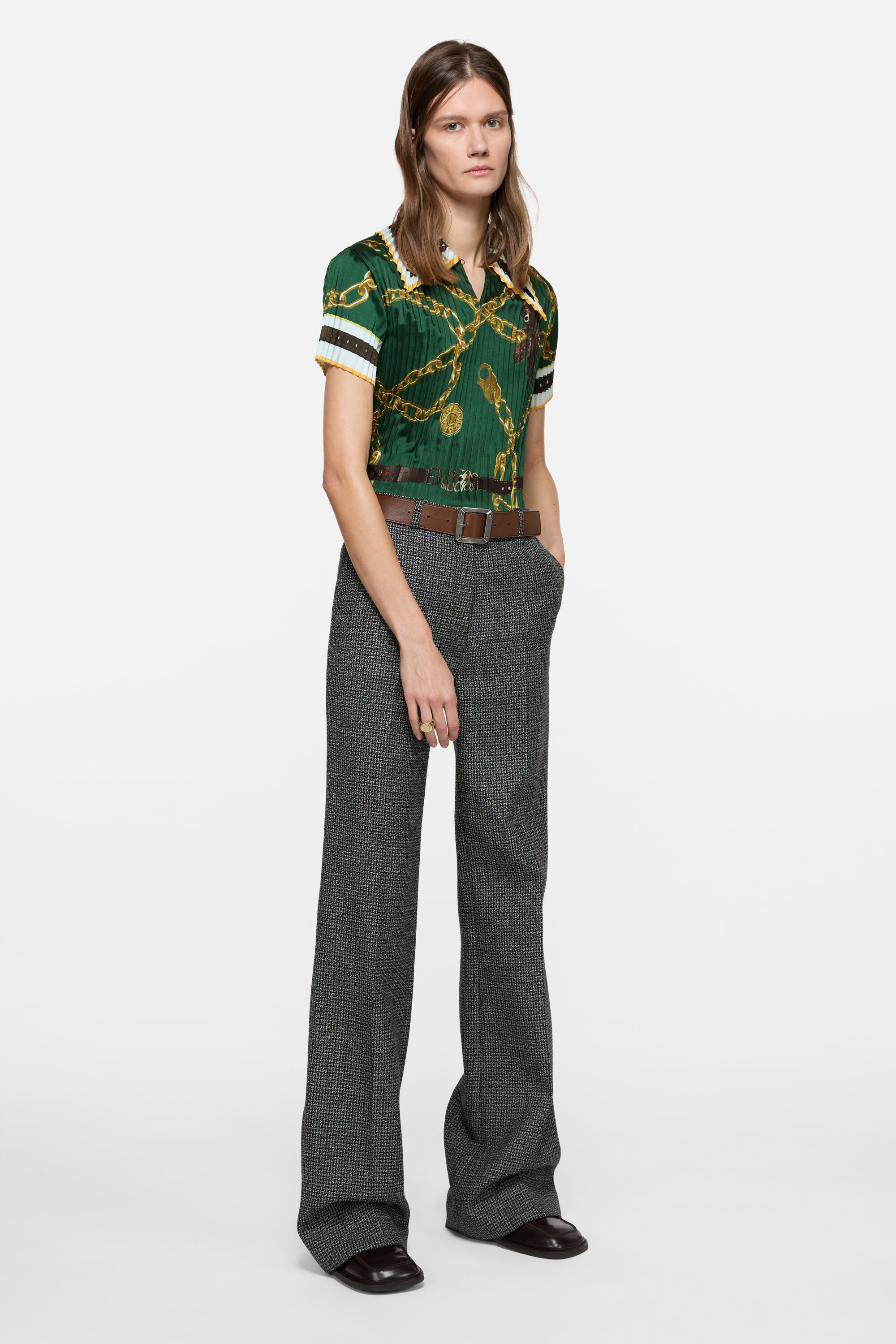 PLEATED PRINTED BLOUSE