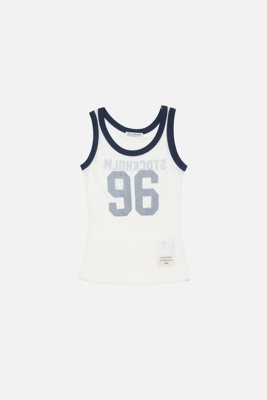 Ribbed tank top, White/navy, 2000x