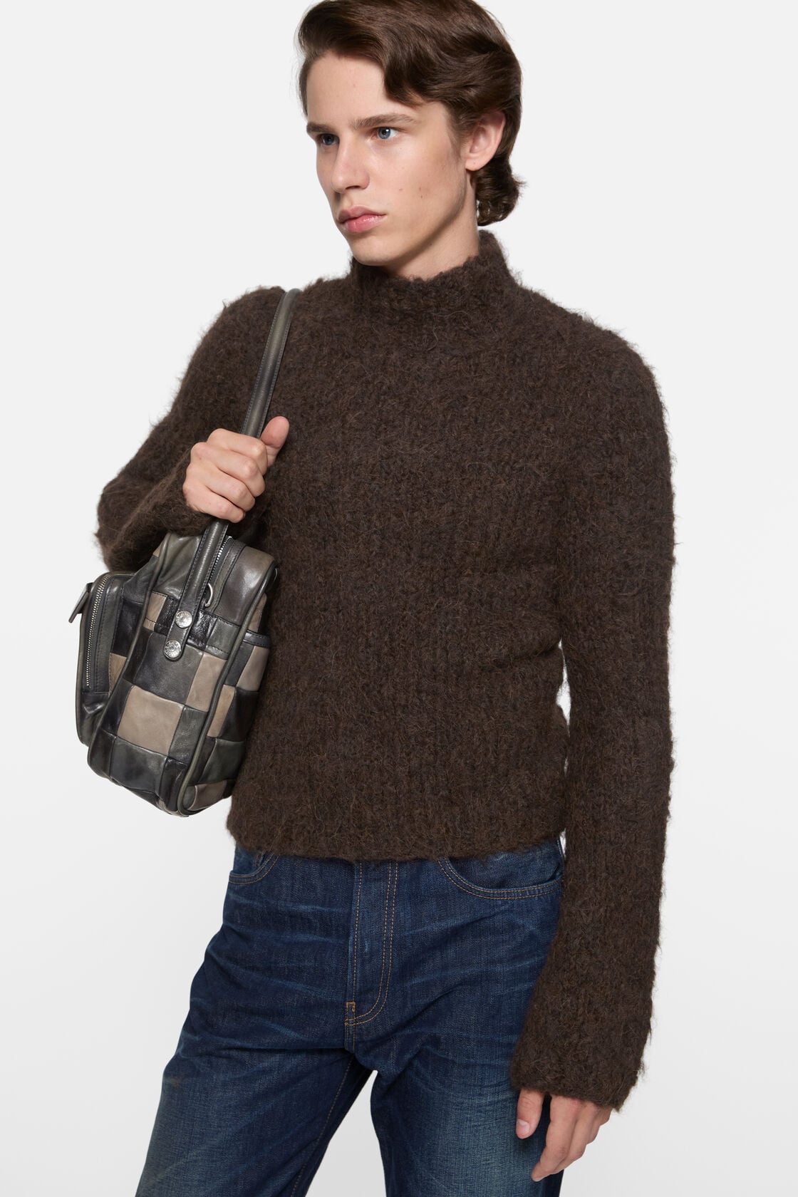 Hand-knit alpaca sweater, Dark brown, 2000x