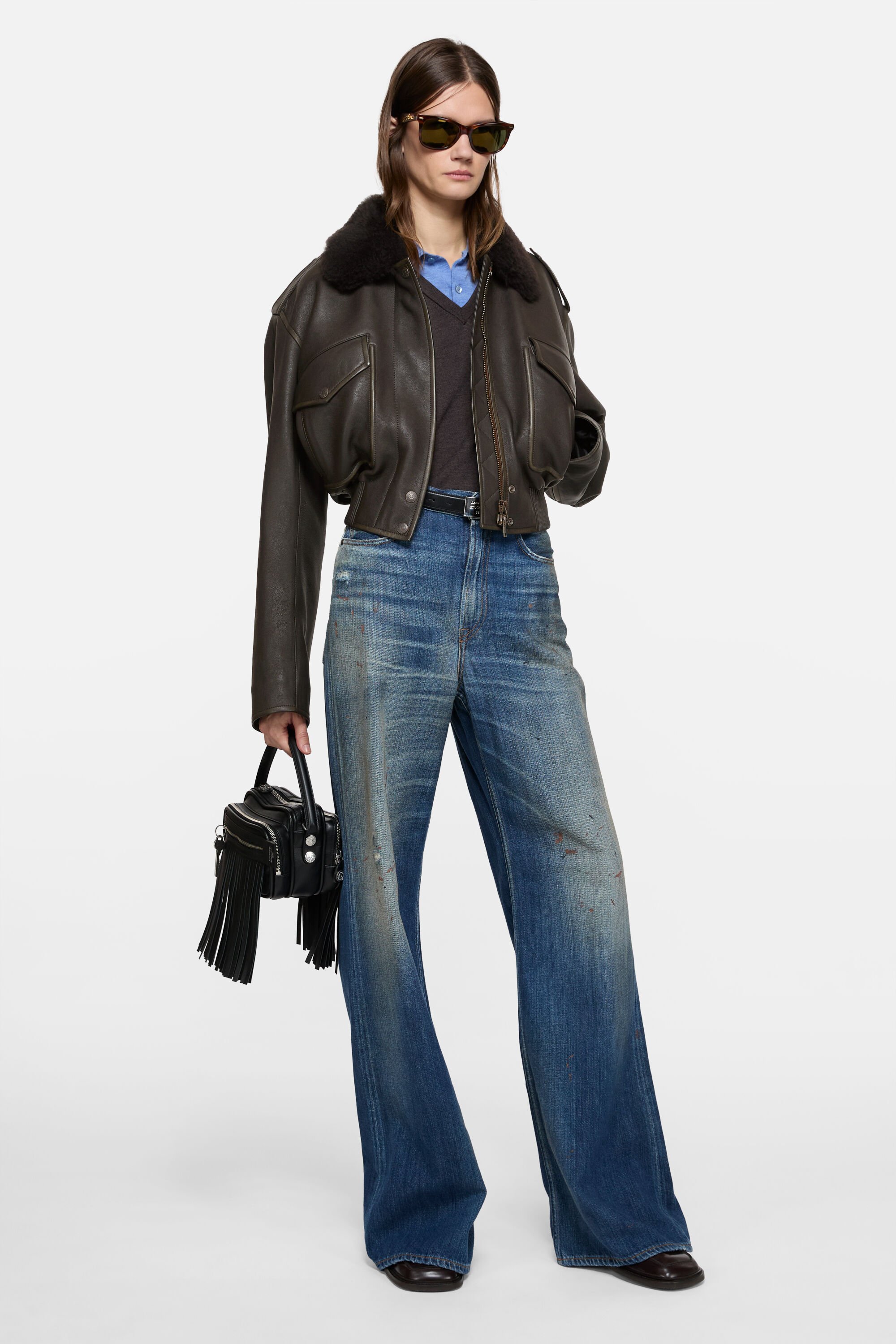 Acne Studios - Leather bomber jacket - Dark brown