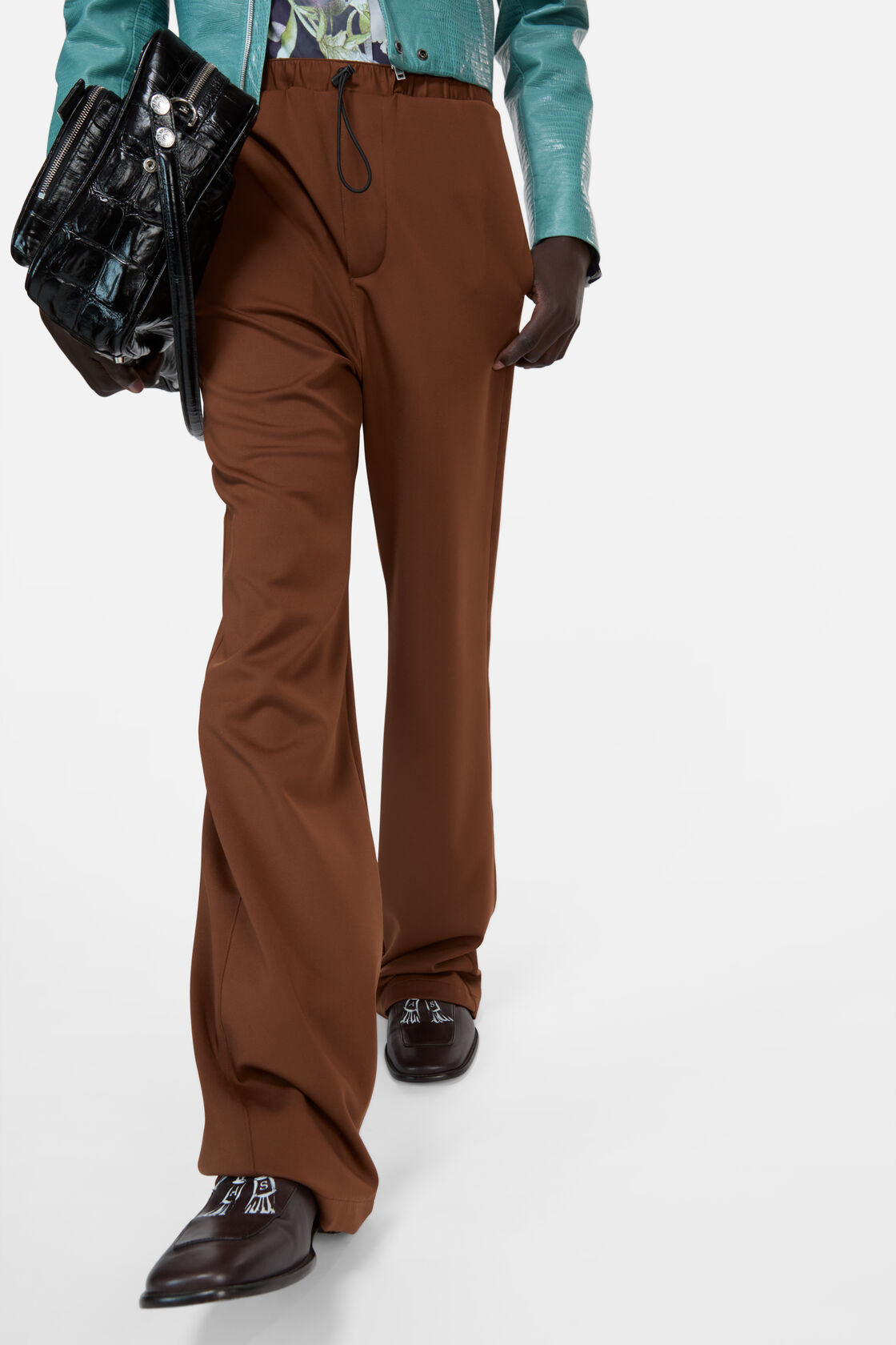 Casual jersey trousers, Brown, 2000x