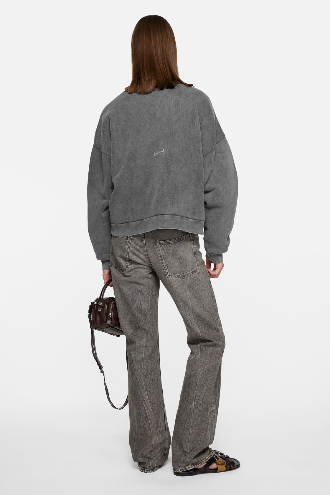 Rubber logo fleece sweatshirt, Faded black, 2000x