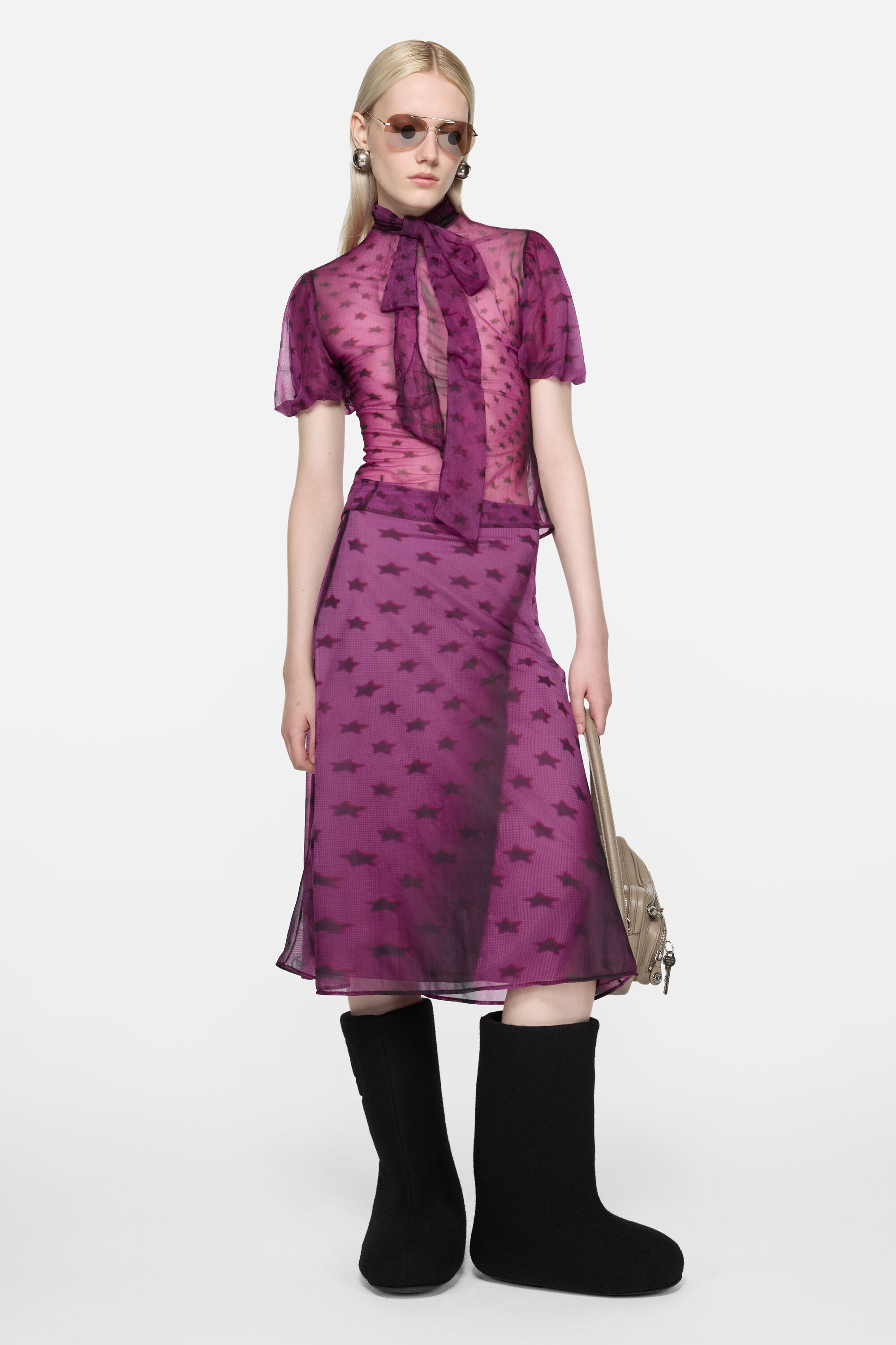 Acne Studios - シアーリボンブラウス - ブライトパープル