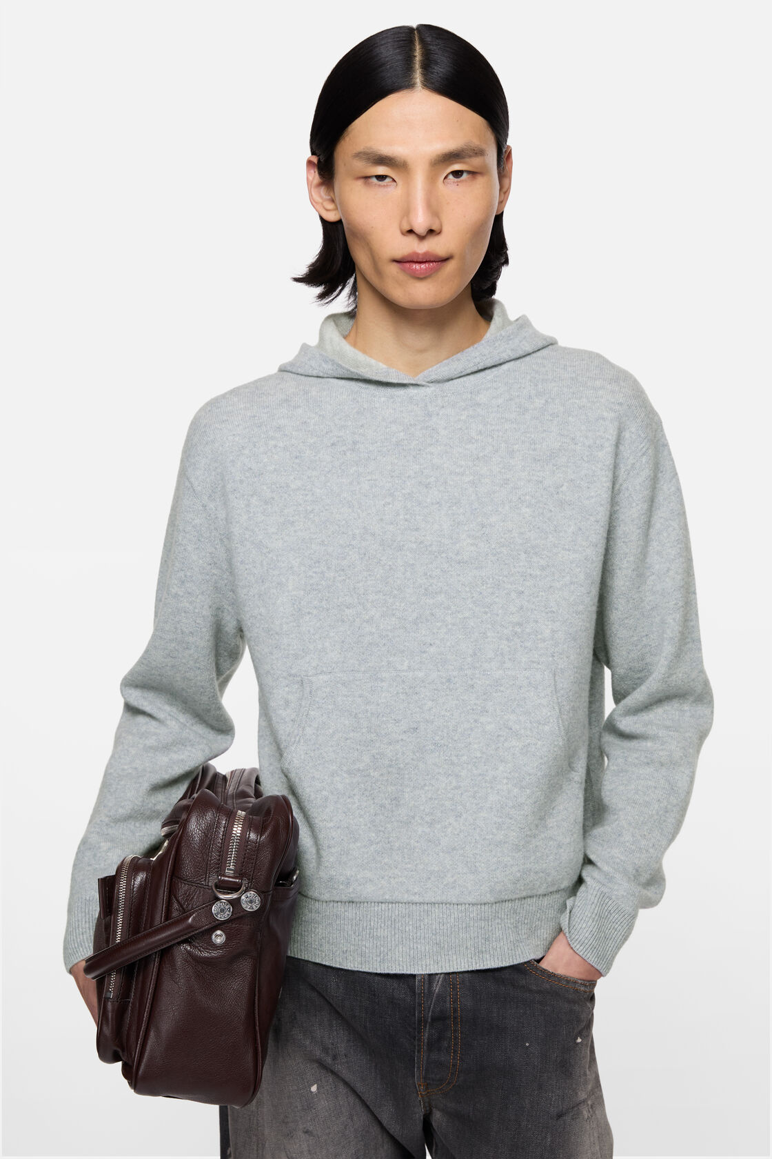 Cashmere hoodie, Cold grey melange, 2000x